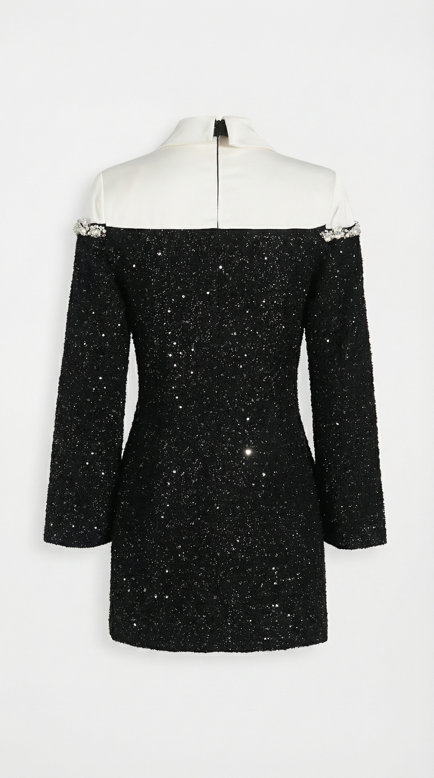 Solace – Spliced Sequin Dress with Pearl-Crystal Accents