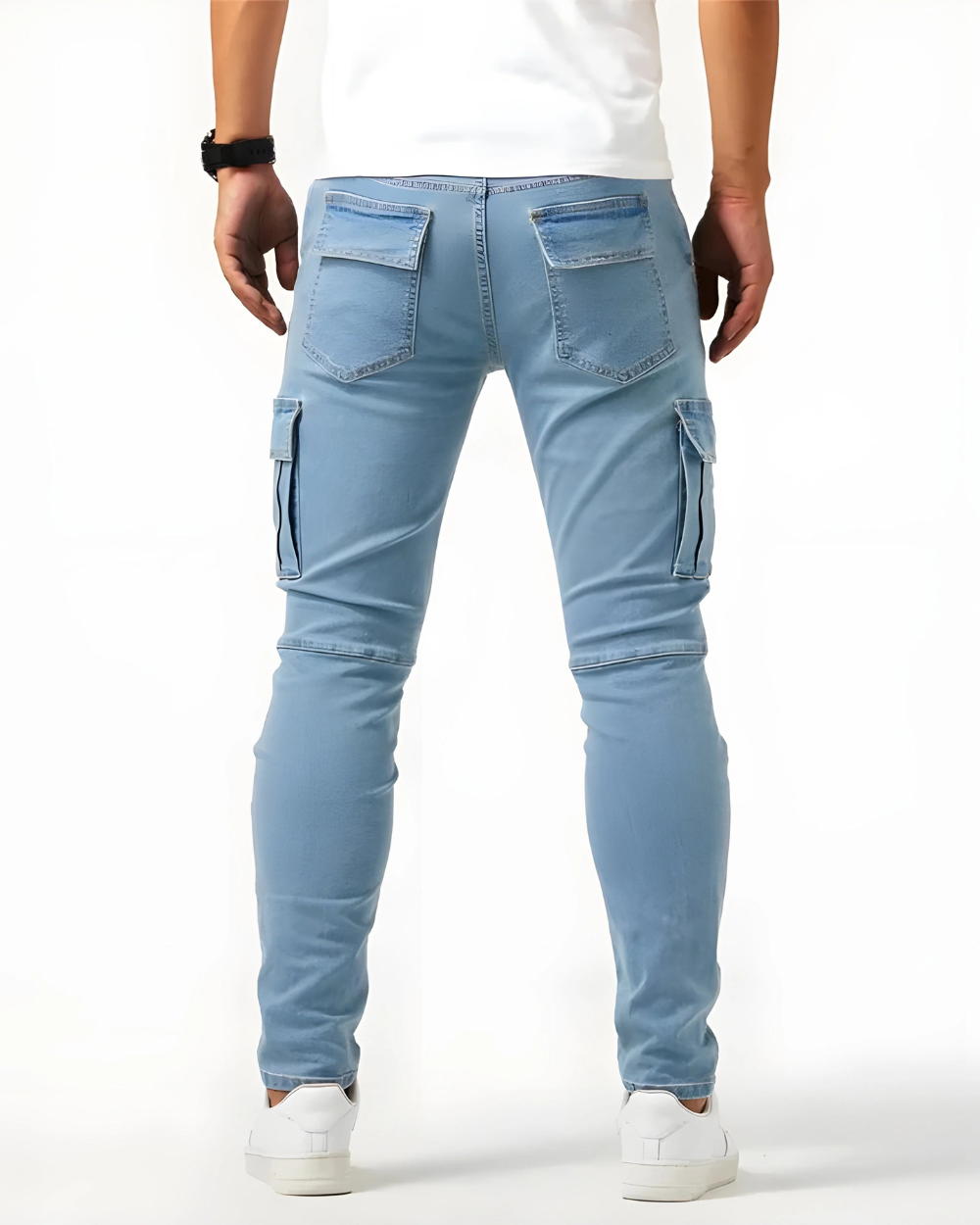 Pantaloni cargo elasticizzati blu