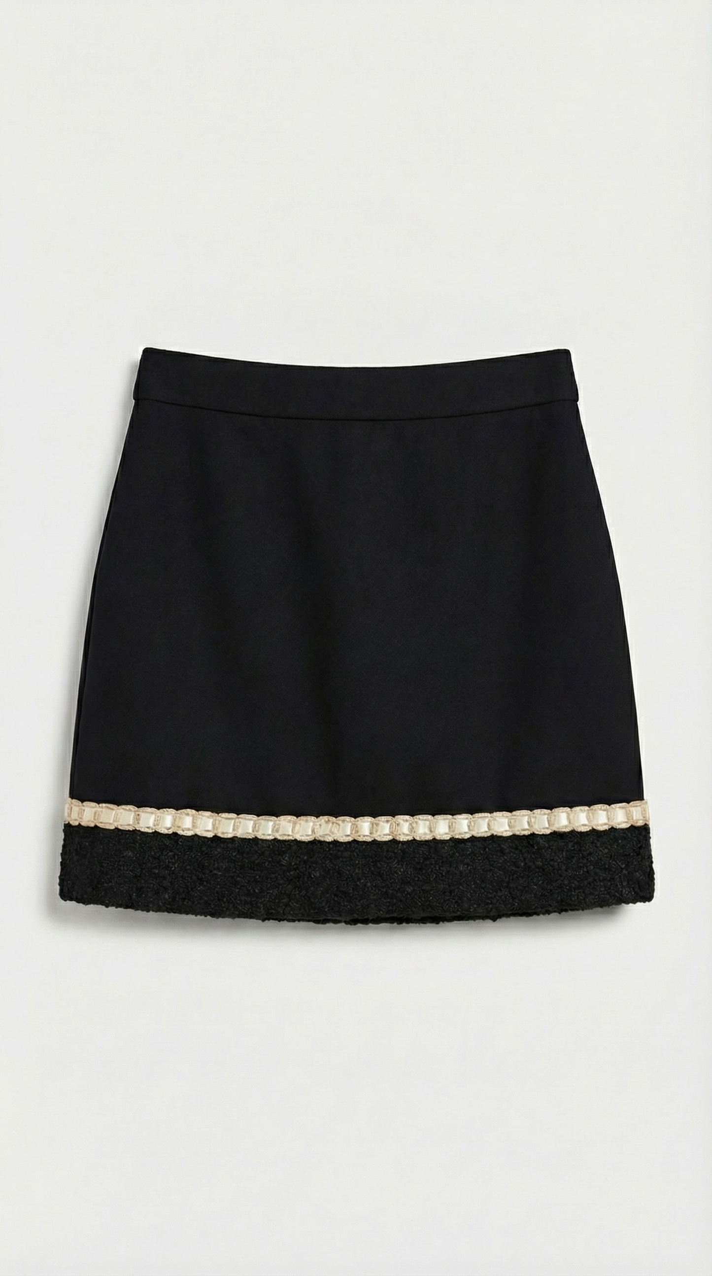 Avelin - Tweed Black Suit Set with Top and Mini A-Line Skirt