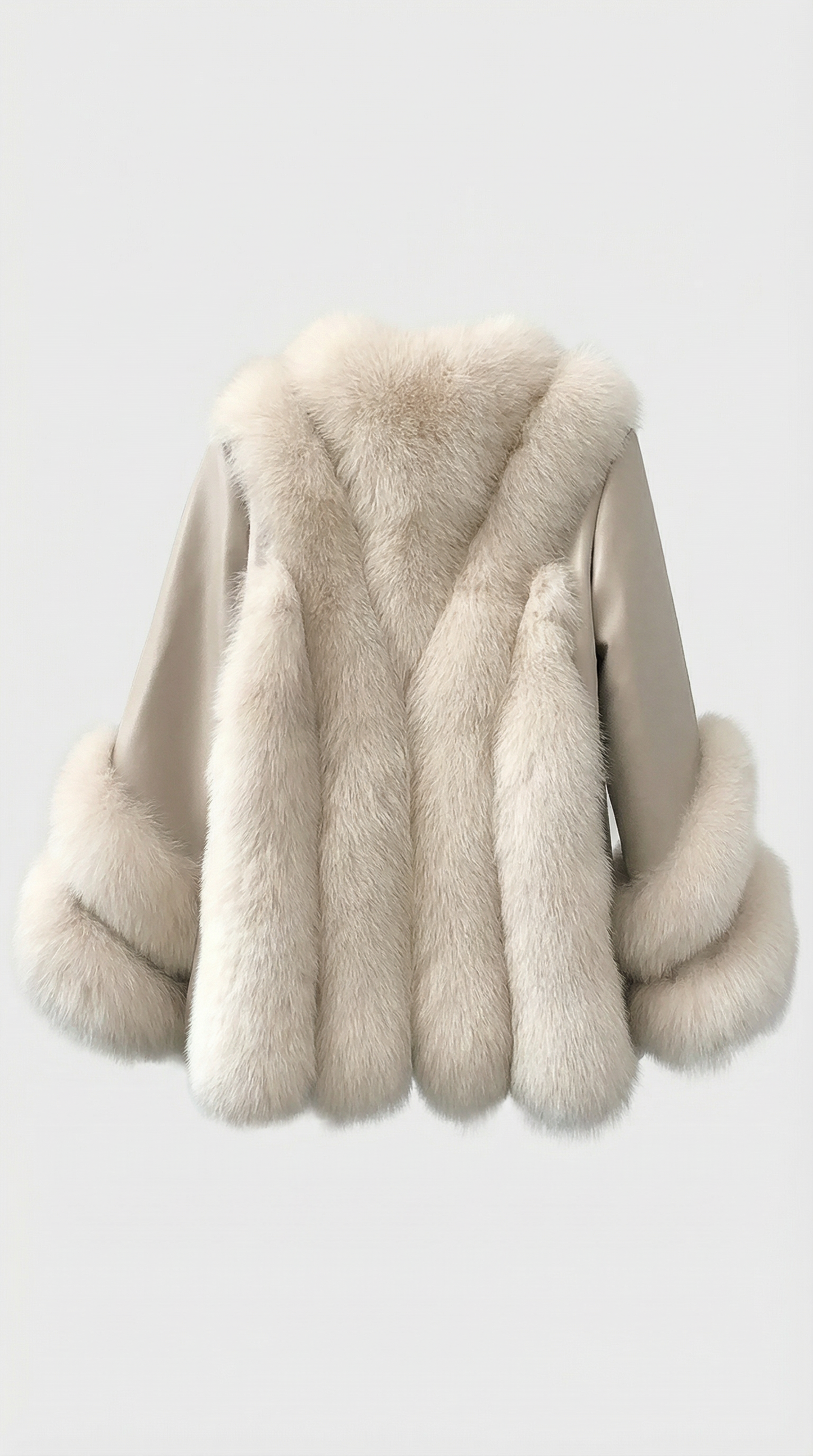 Esker – Fox Fur and Genuine Leather Classic Coat Ivory