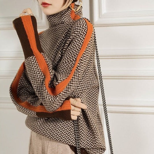 Amelia | Jersey de cuello alto con rayas