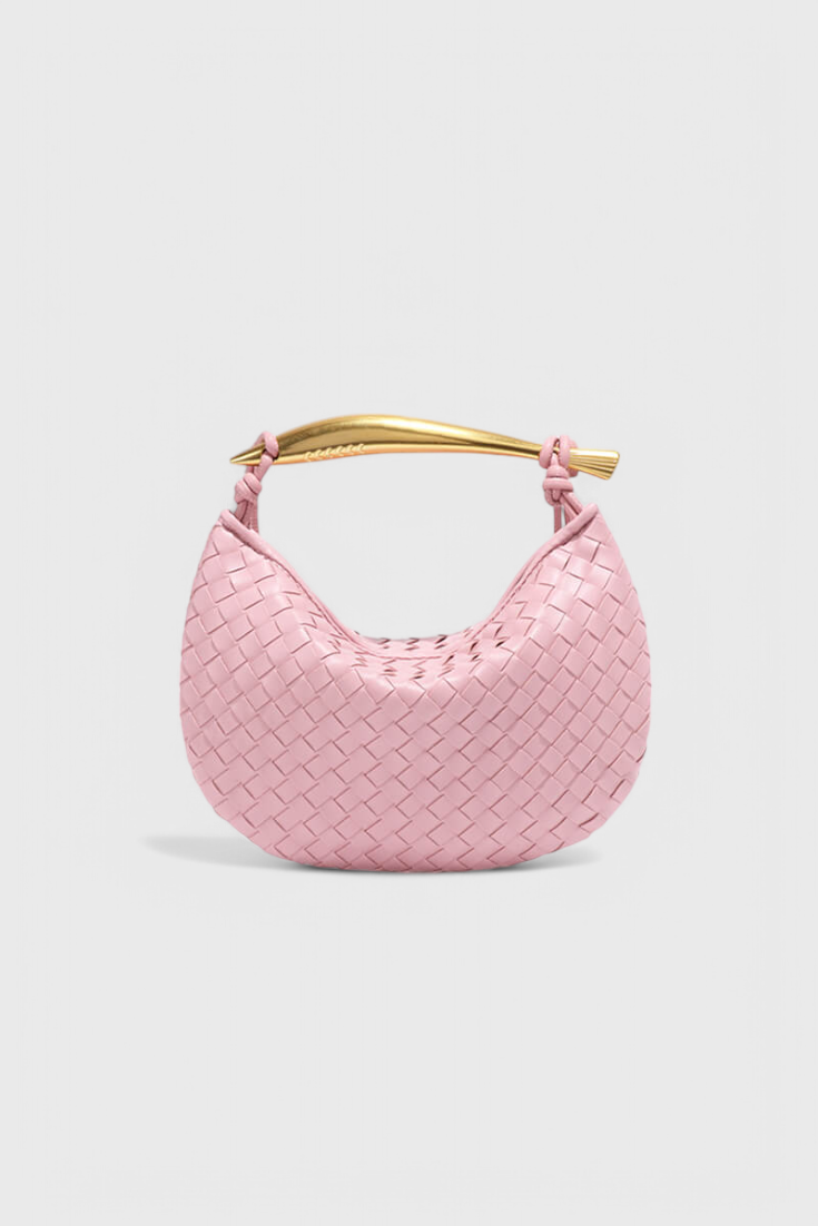 Gerda | Borsa intrecciata con manico dorato