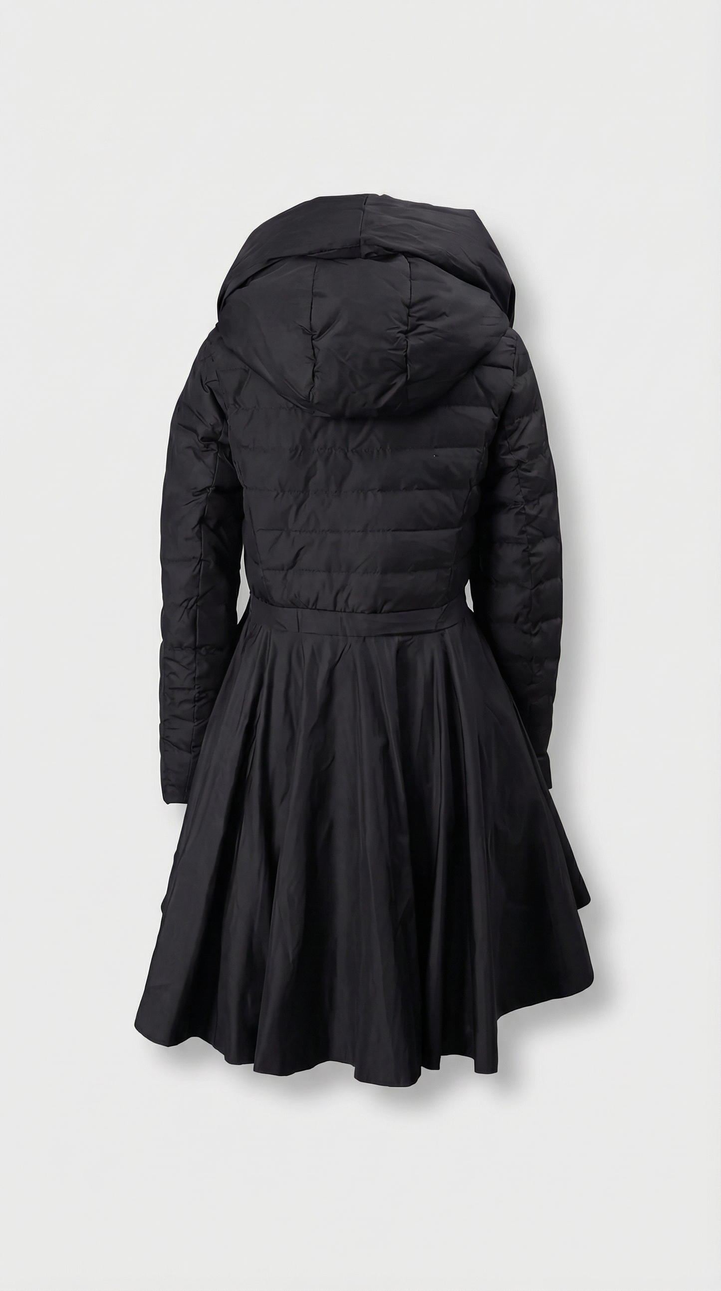 Oryss - Flare Down Coat with Cinched Waist and Sweeping Flared Hem