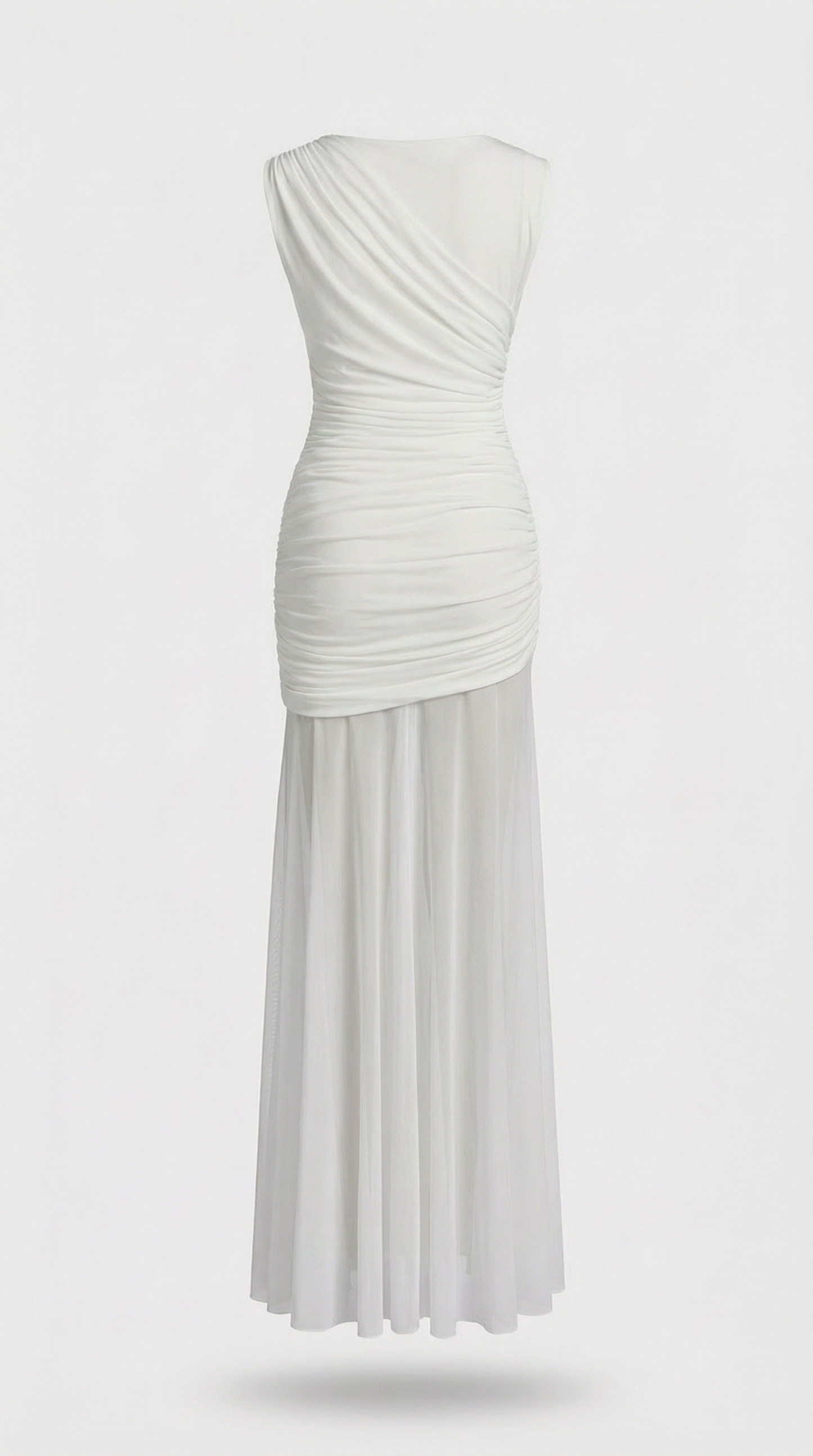 Clair - Minimalist Pleated Sculptural Long Dress White
