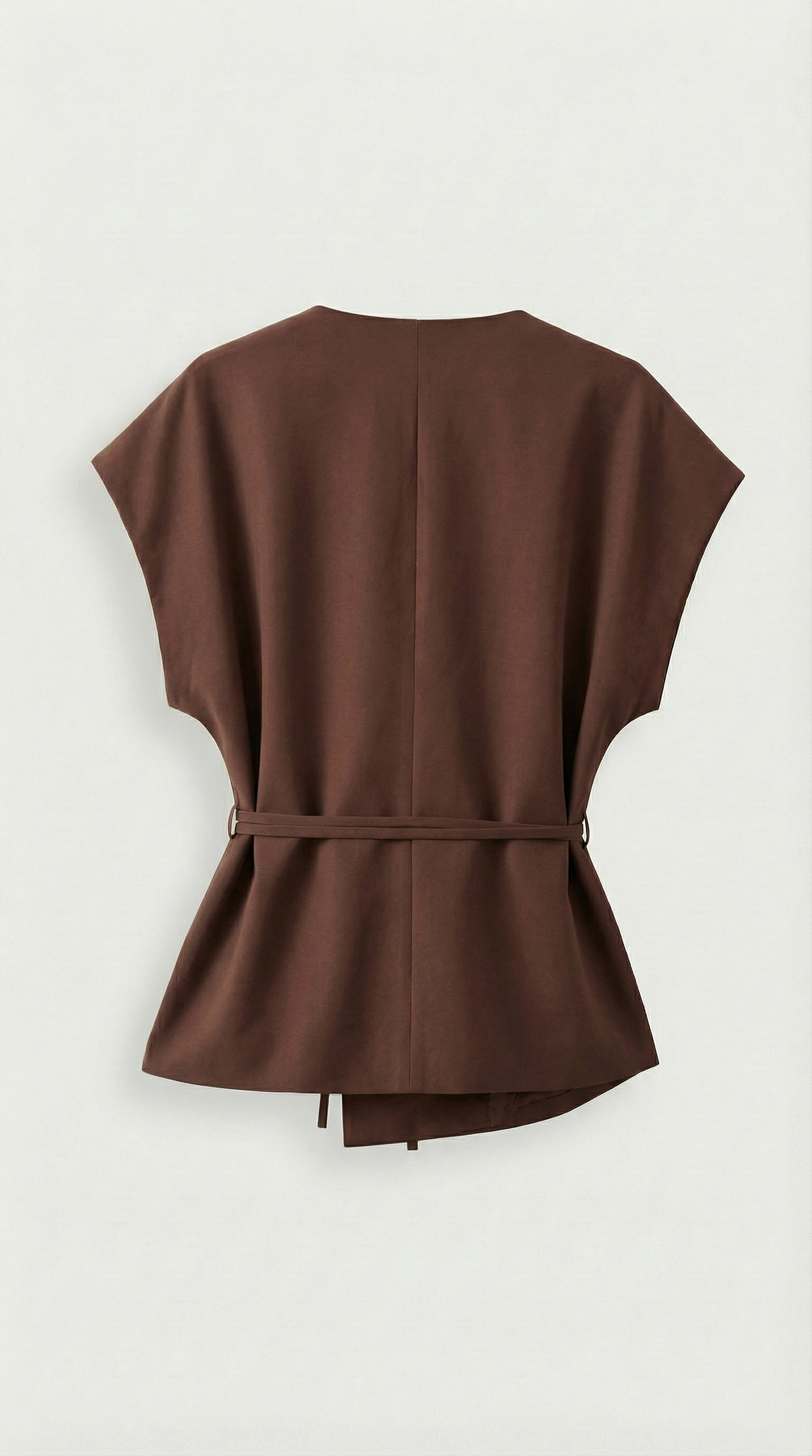 Epure - V-Neck Belted Sleeveless Top Brown