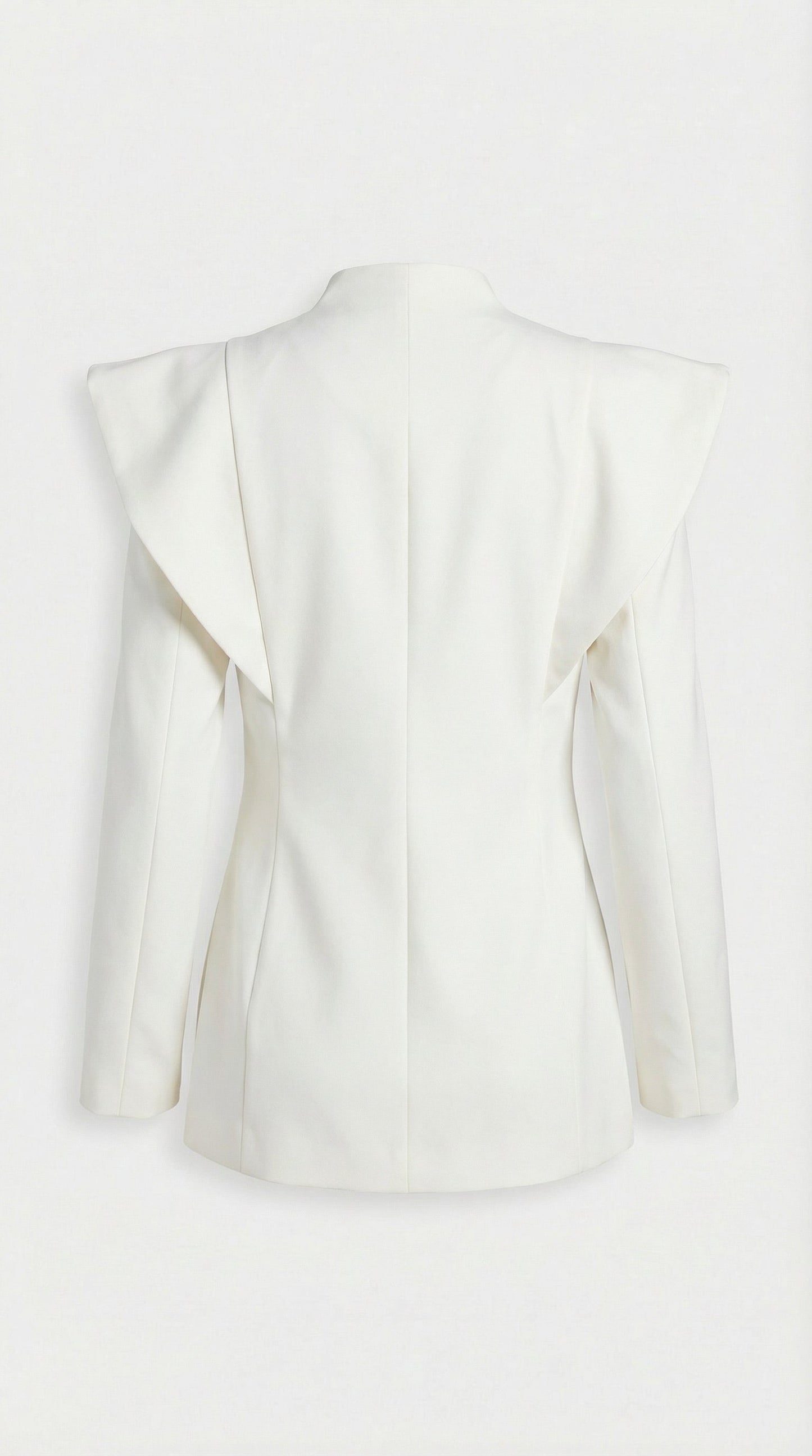 Aise - Avant-Garde Sculptural Cut-Out Blazer White