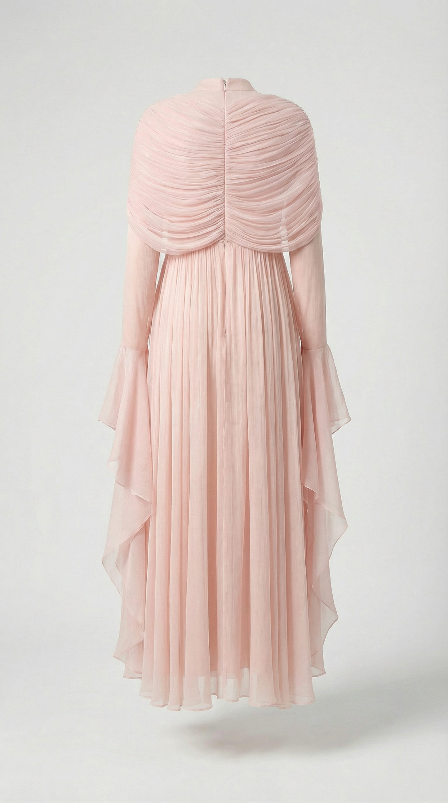 Kara - Irregular Pleated Ruffled Dress Light Pink
