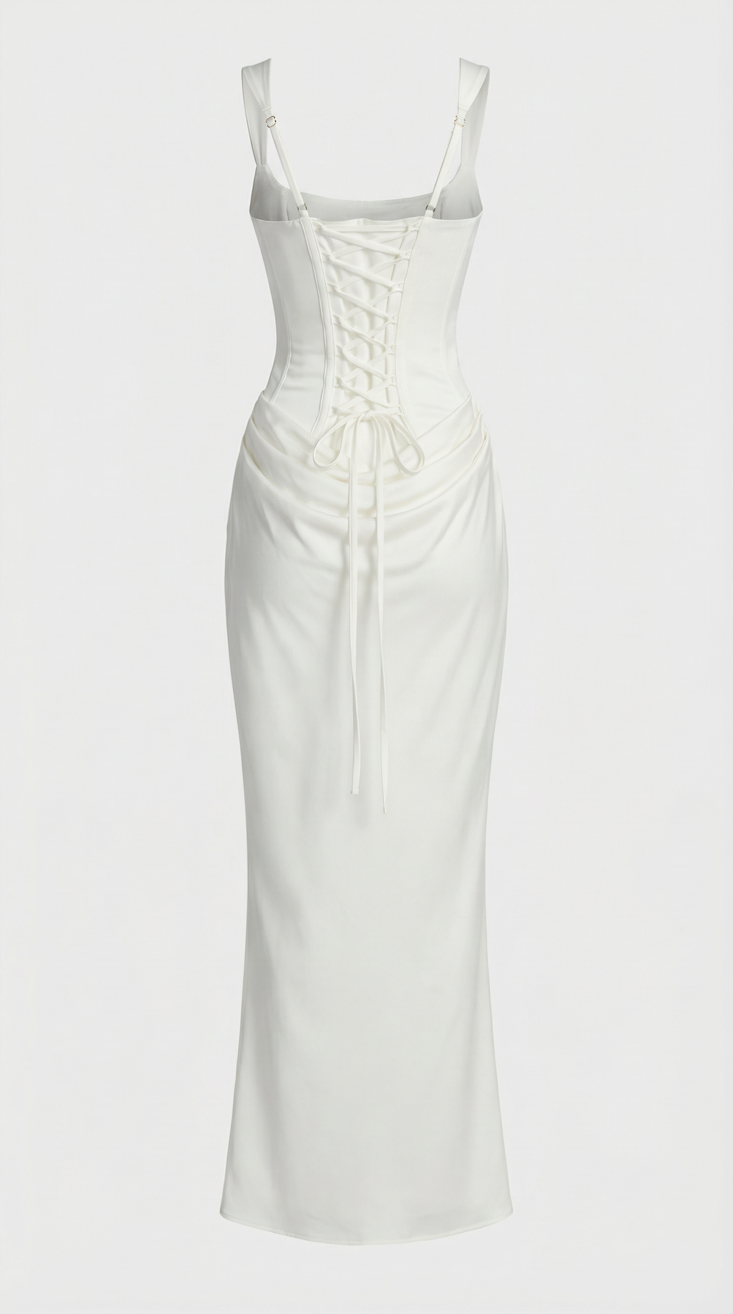 Aveline - Sculptural Fishbone Draped Maxi Dress White