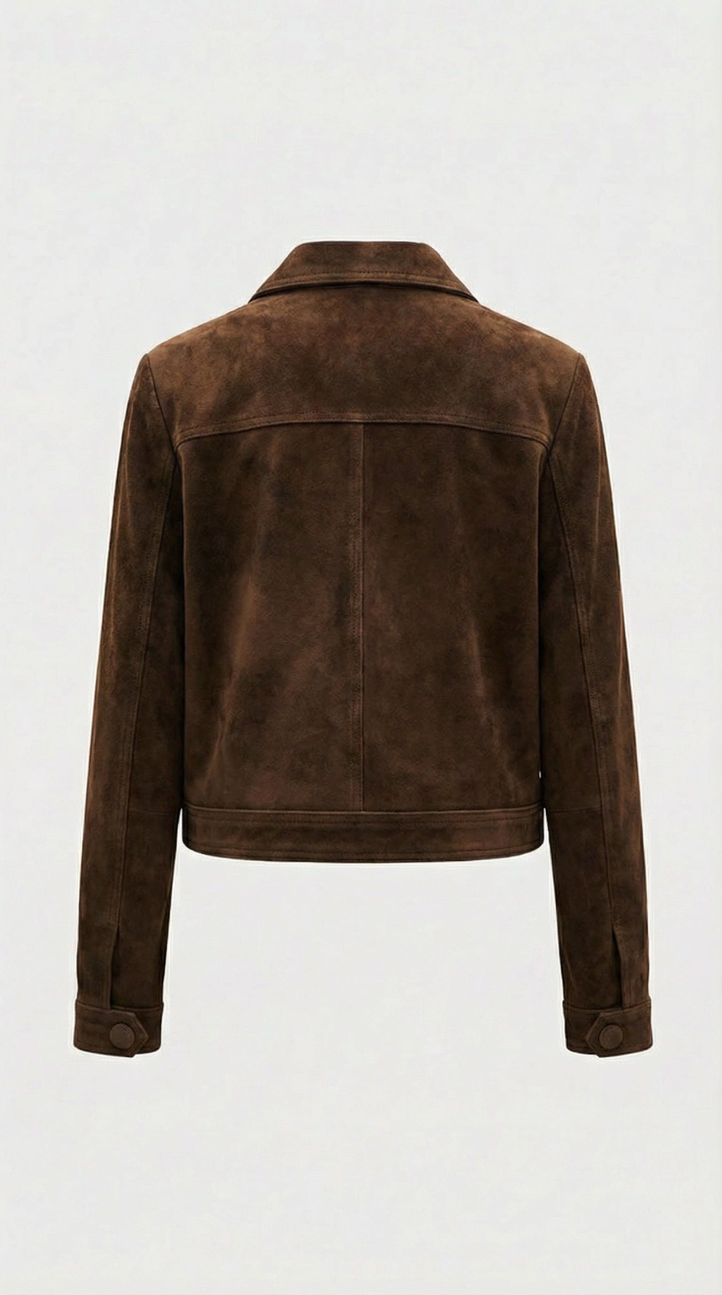 Arin - Dark Brown Suede Cropped Natural Leather Jacket