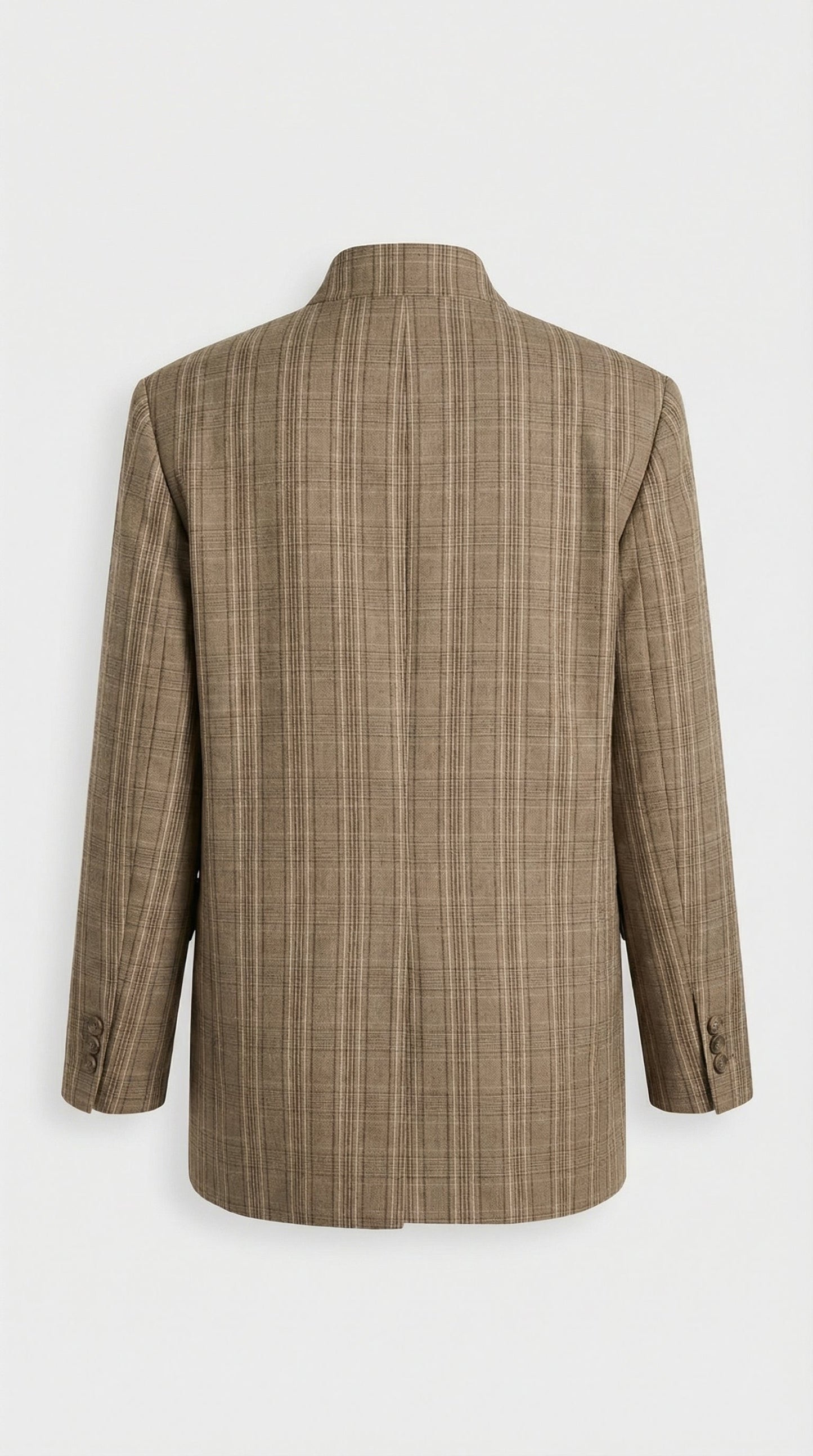 Helena - Vintage Plaid Stand-Neck Blazer