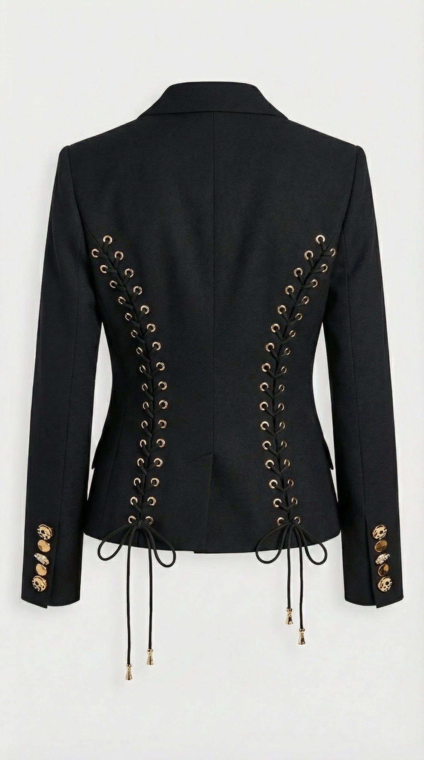 Nola - Slimming Spliced Laced-Up Blazer