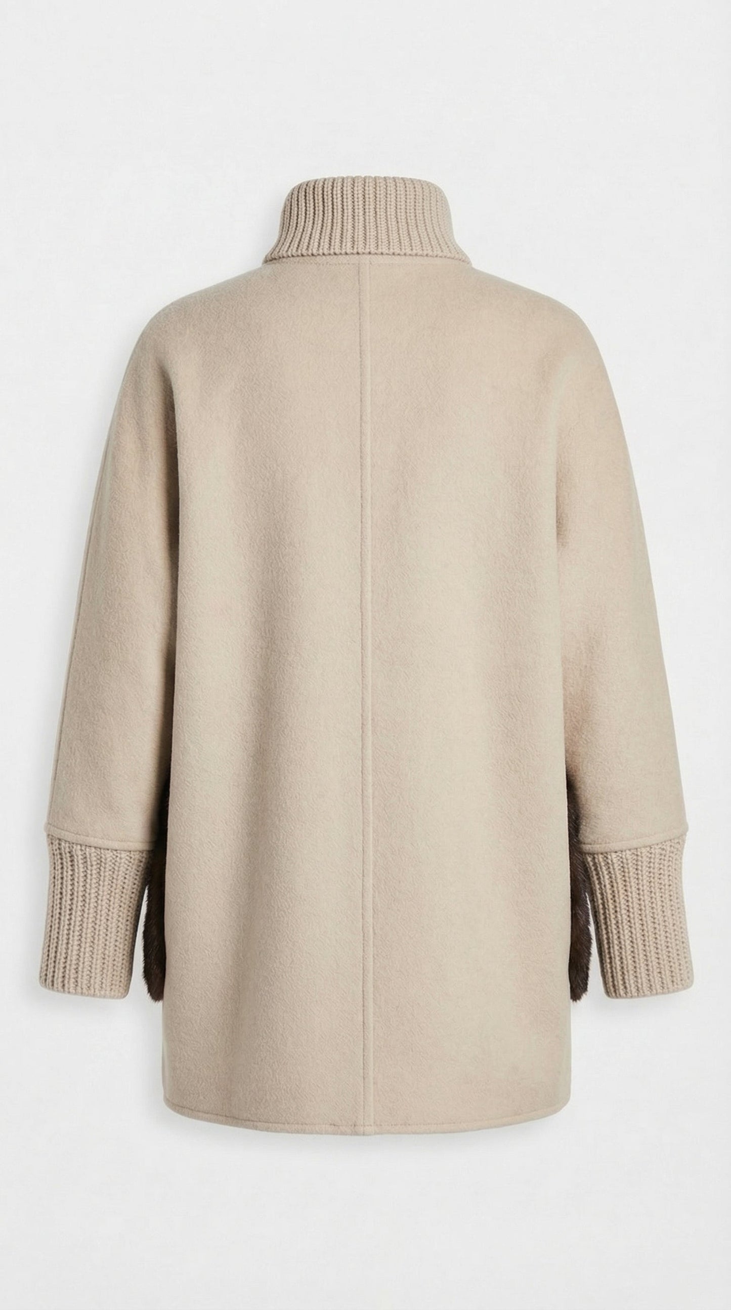 Seriss - Loose Knit Fur Sweater with Standup Collar Beige