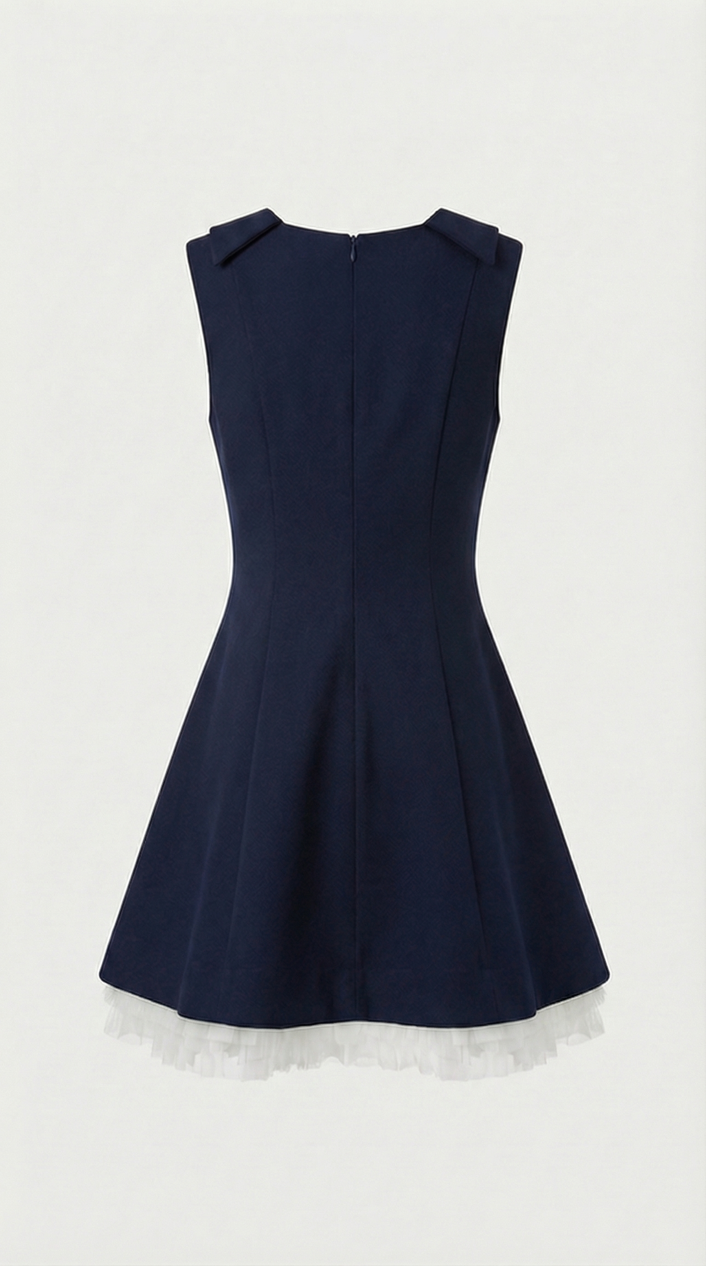Leta - Navy Tulle-Hem Mini Dress