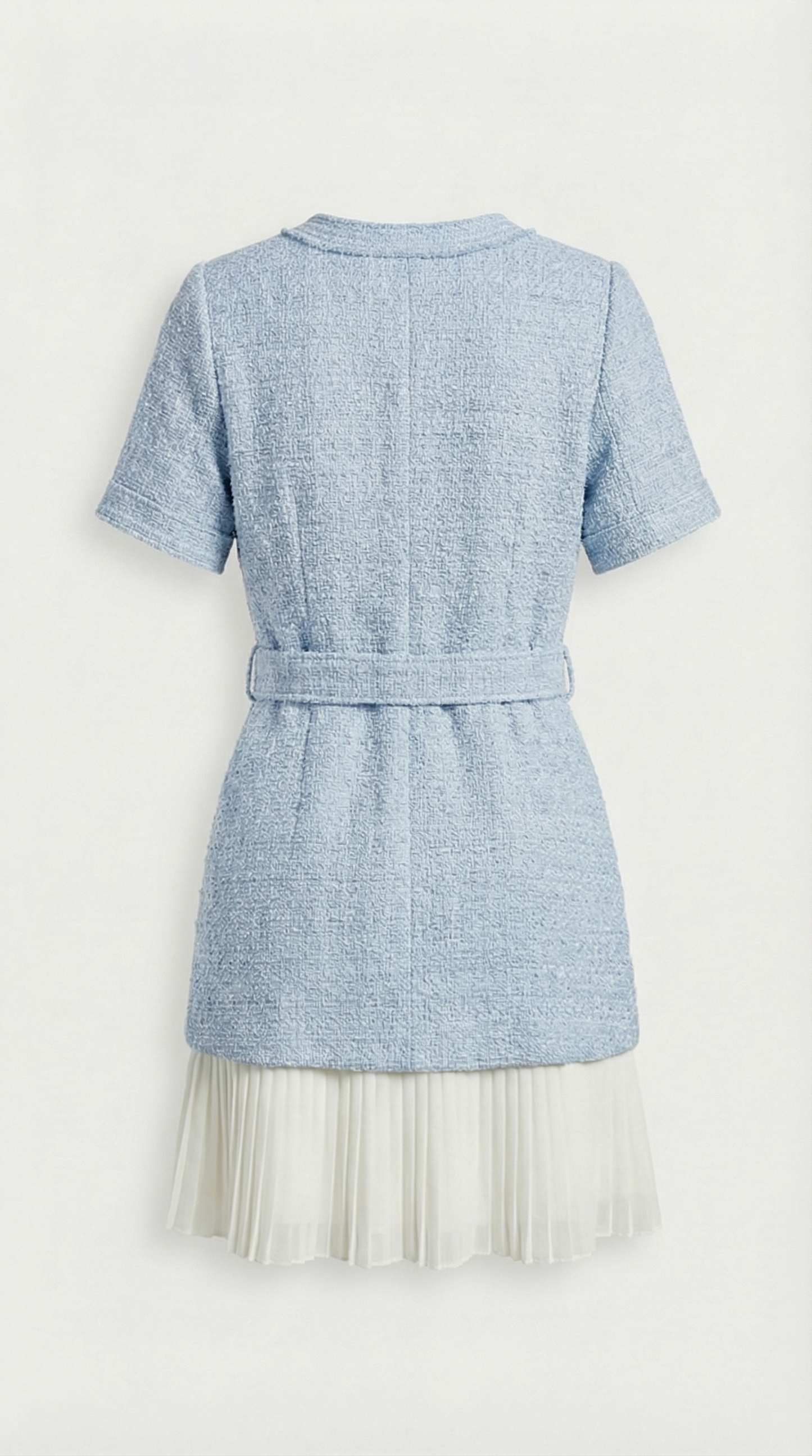 Oli - Belted Tweed & Pleated Chiffon Dress