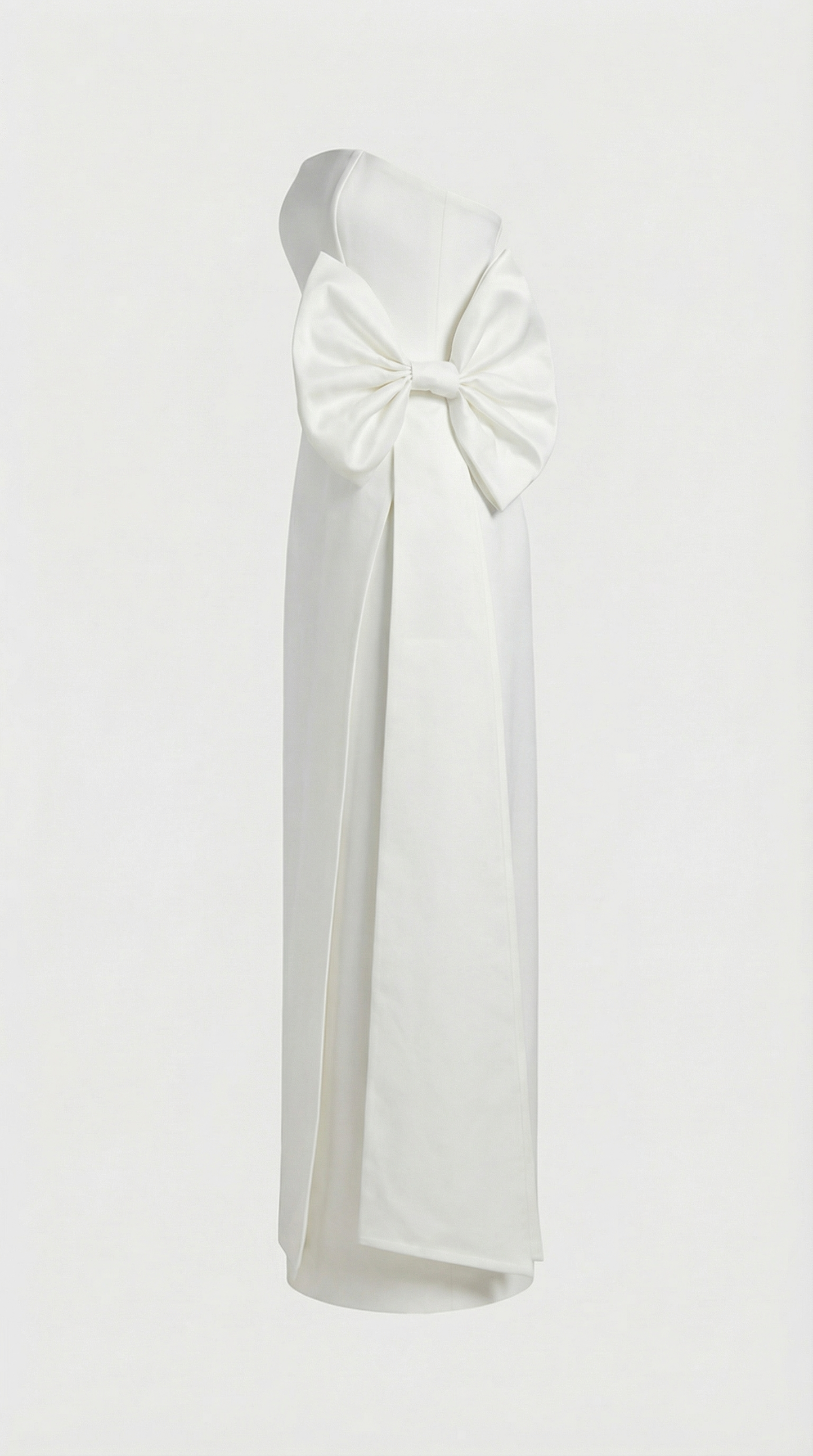 Keli - Triple-Bow Strapless Column Maxi Dress White