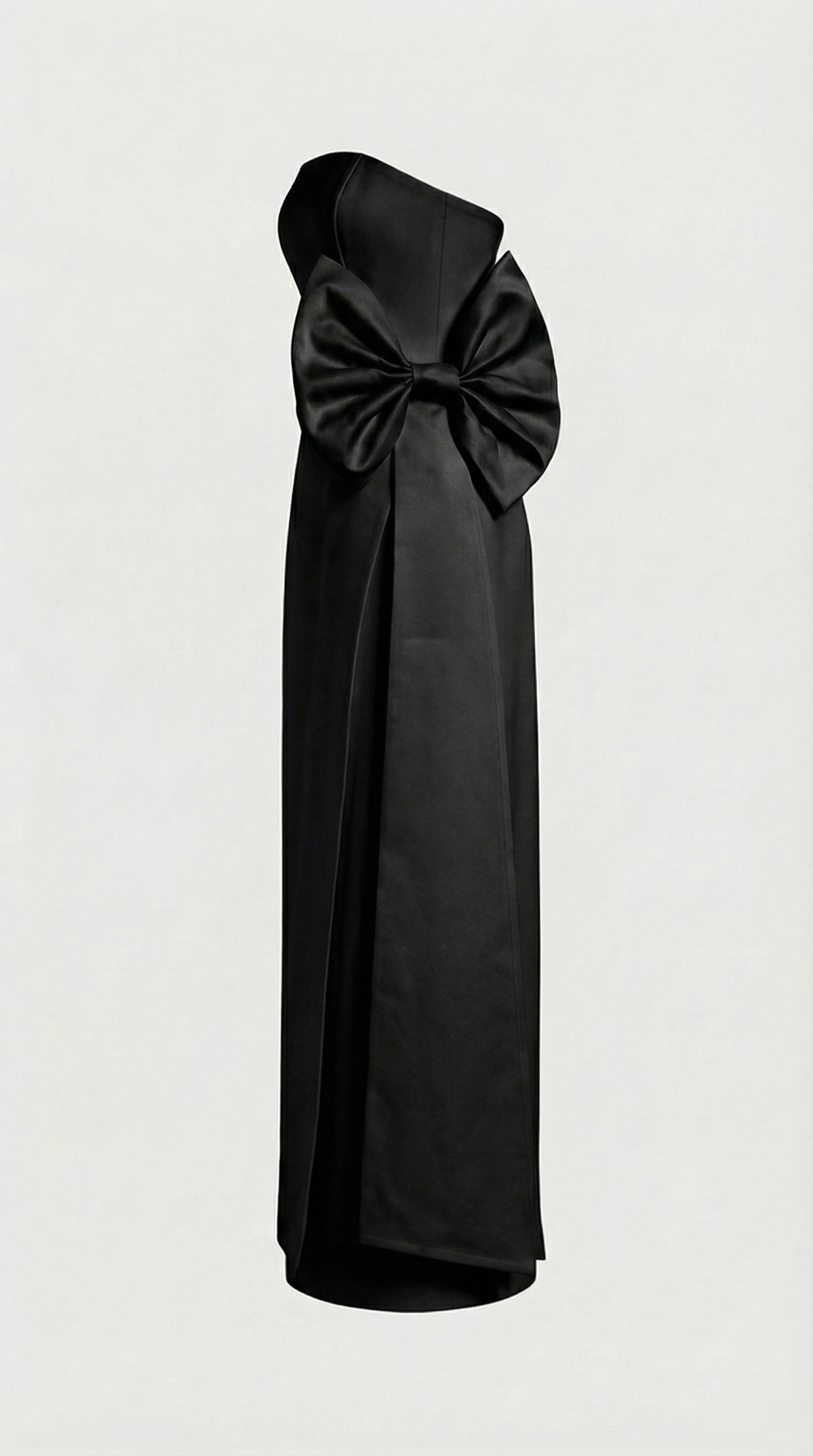 Keli - Triple-Bow Strapless Column Maxi Dress Black