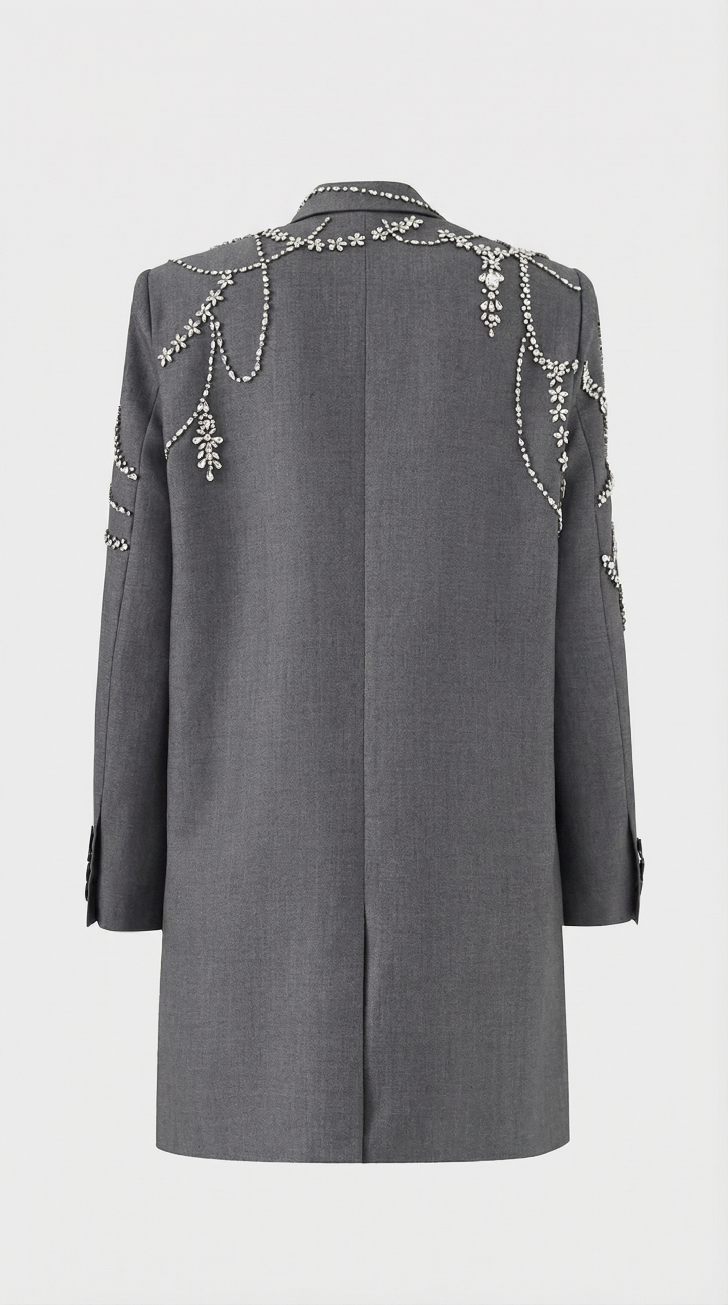 Veno - Crystal-Draped Double-Breasted Blazer Dress Grey