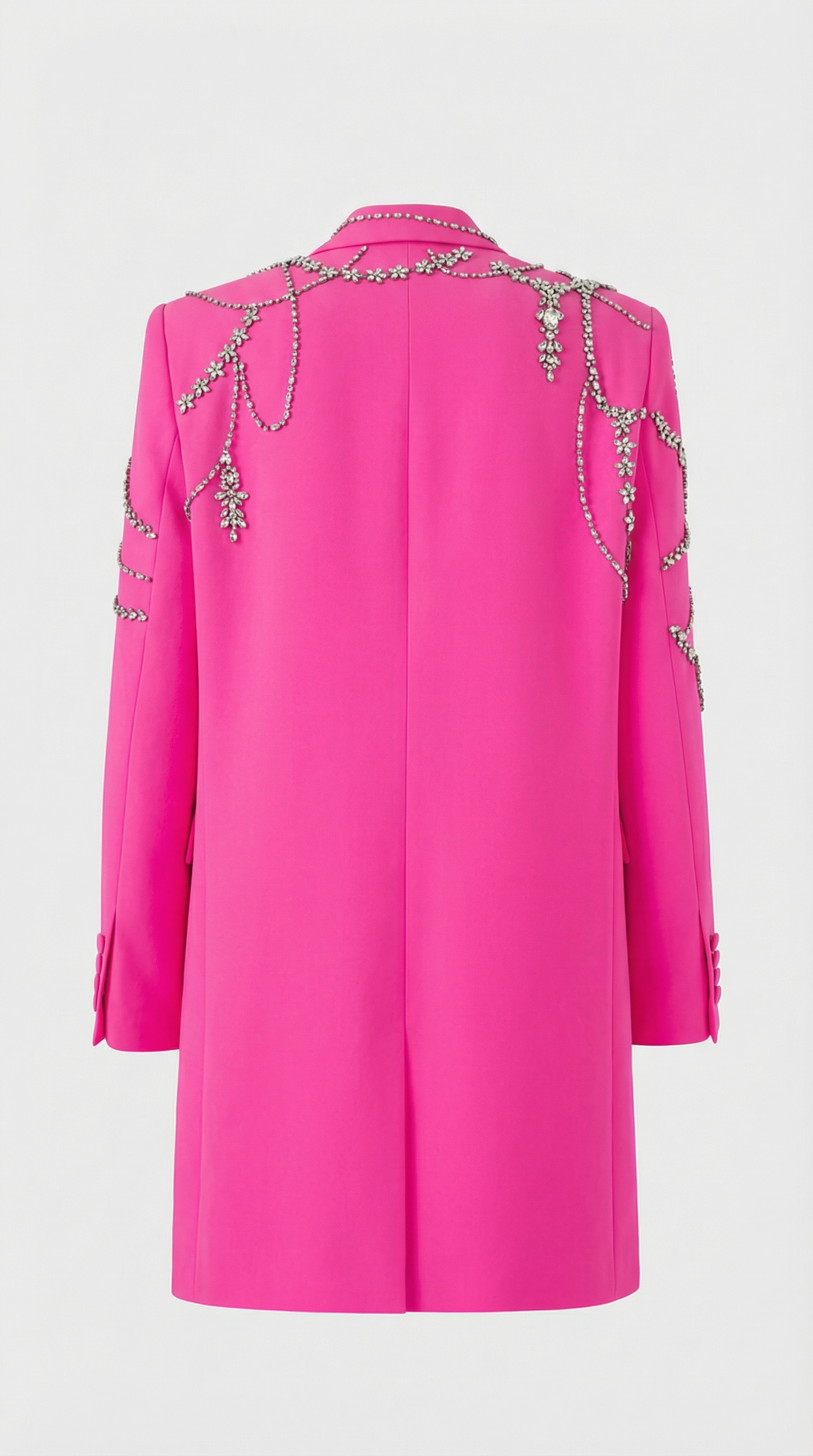 Veno - Crystal-Draped Double-Breasted Blazer Dress Pink