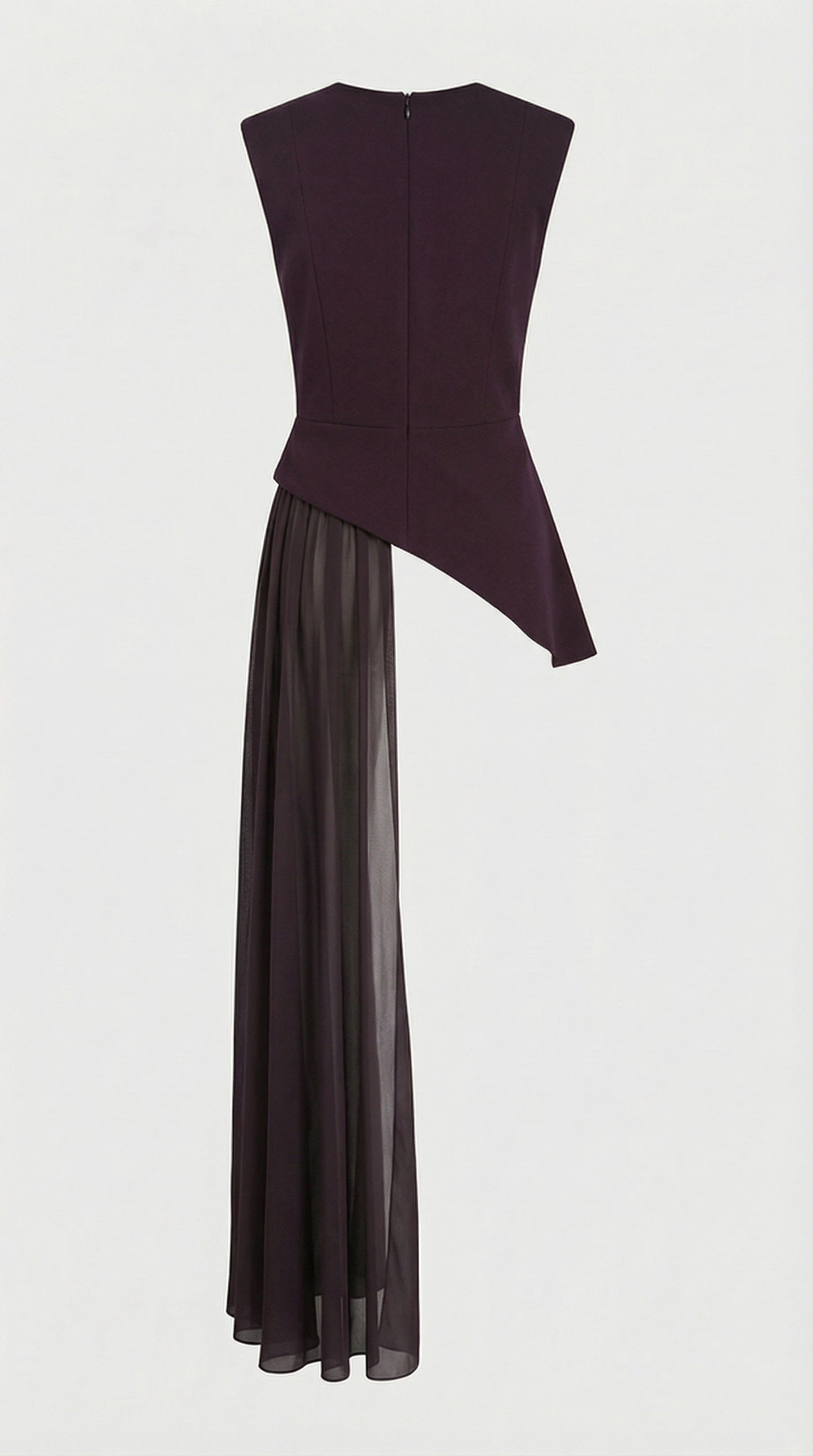 Mara - Asymmetrical Chiffon-Draped Peplum Top Burgundy