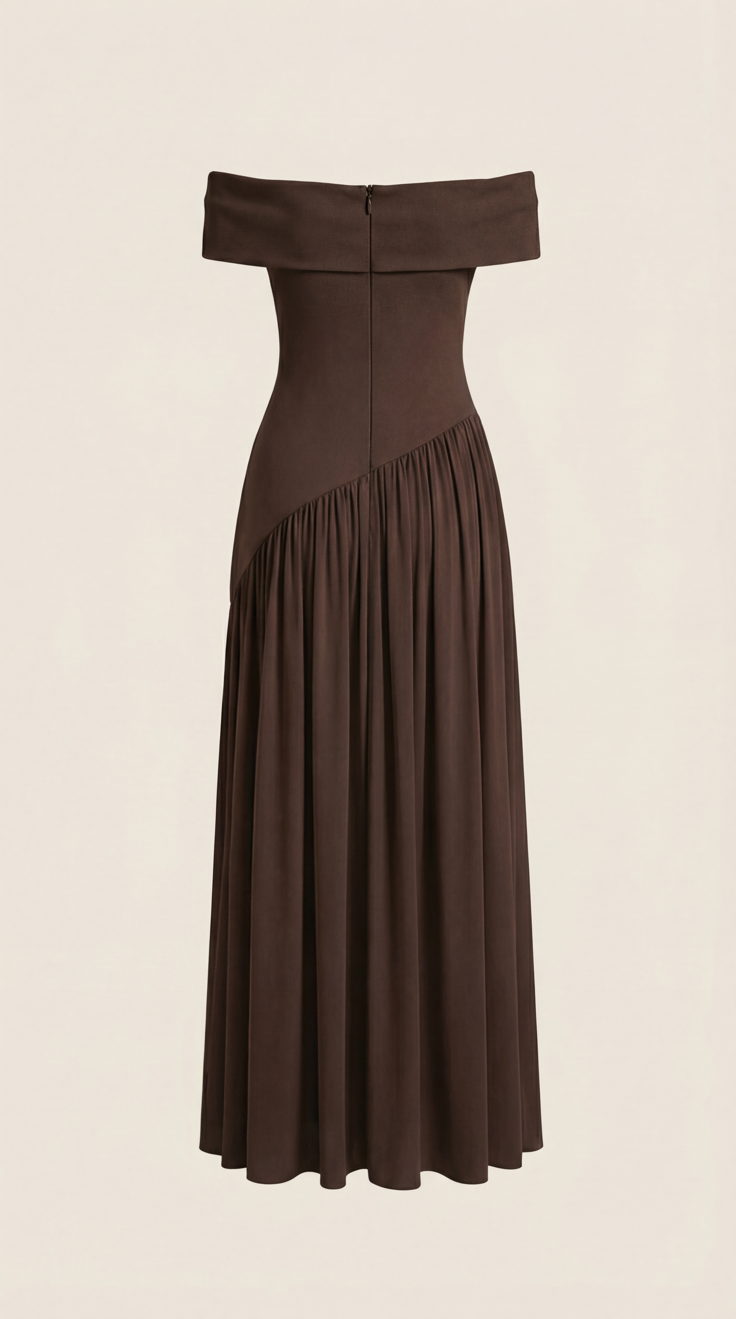 Fleur - Strapless Dress with Extravagant High Slit Brown