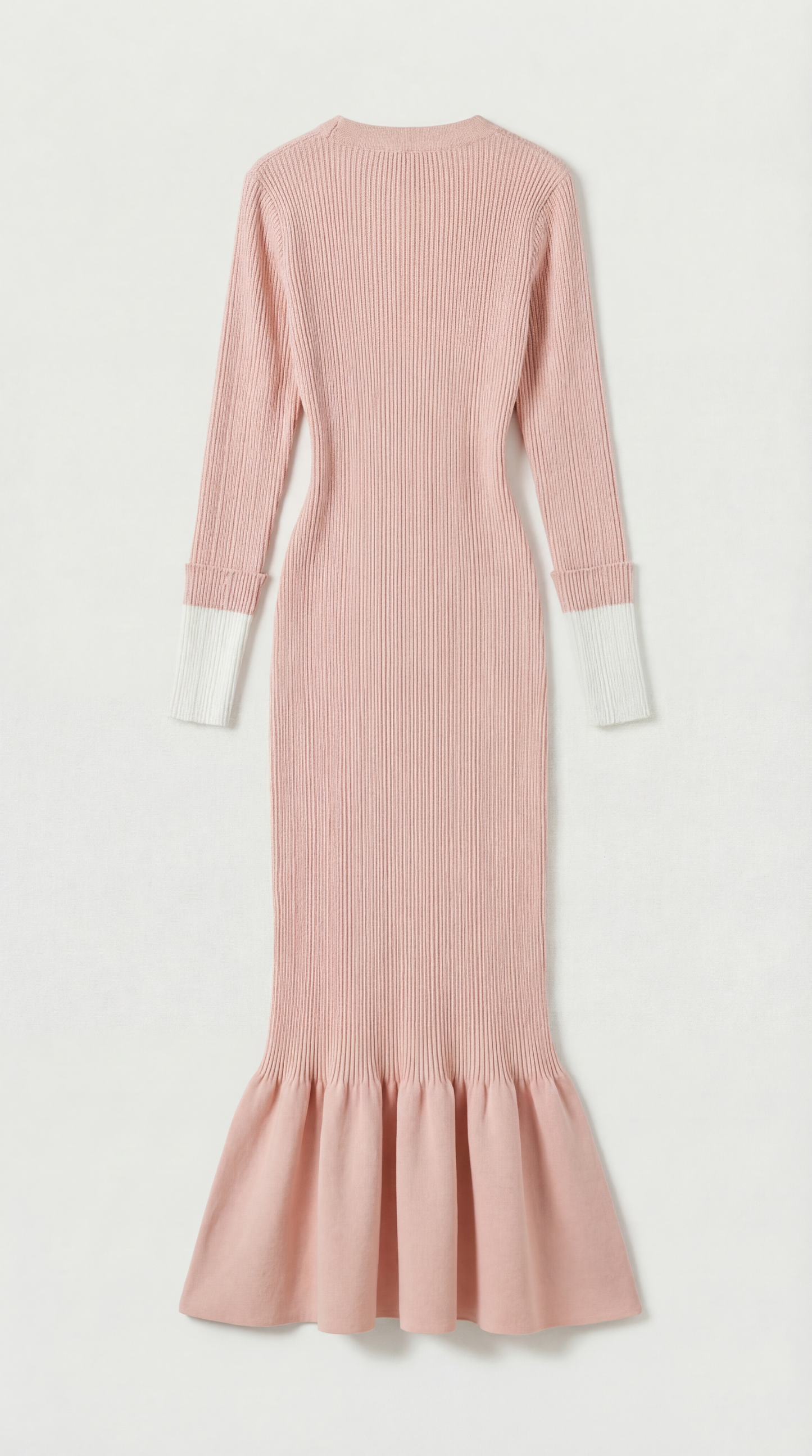 Yva - Fishtail Dress Women with Deep V Neck and Jewellery Buttons Pink
