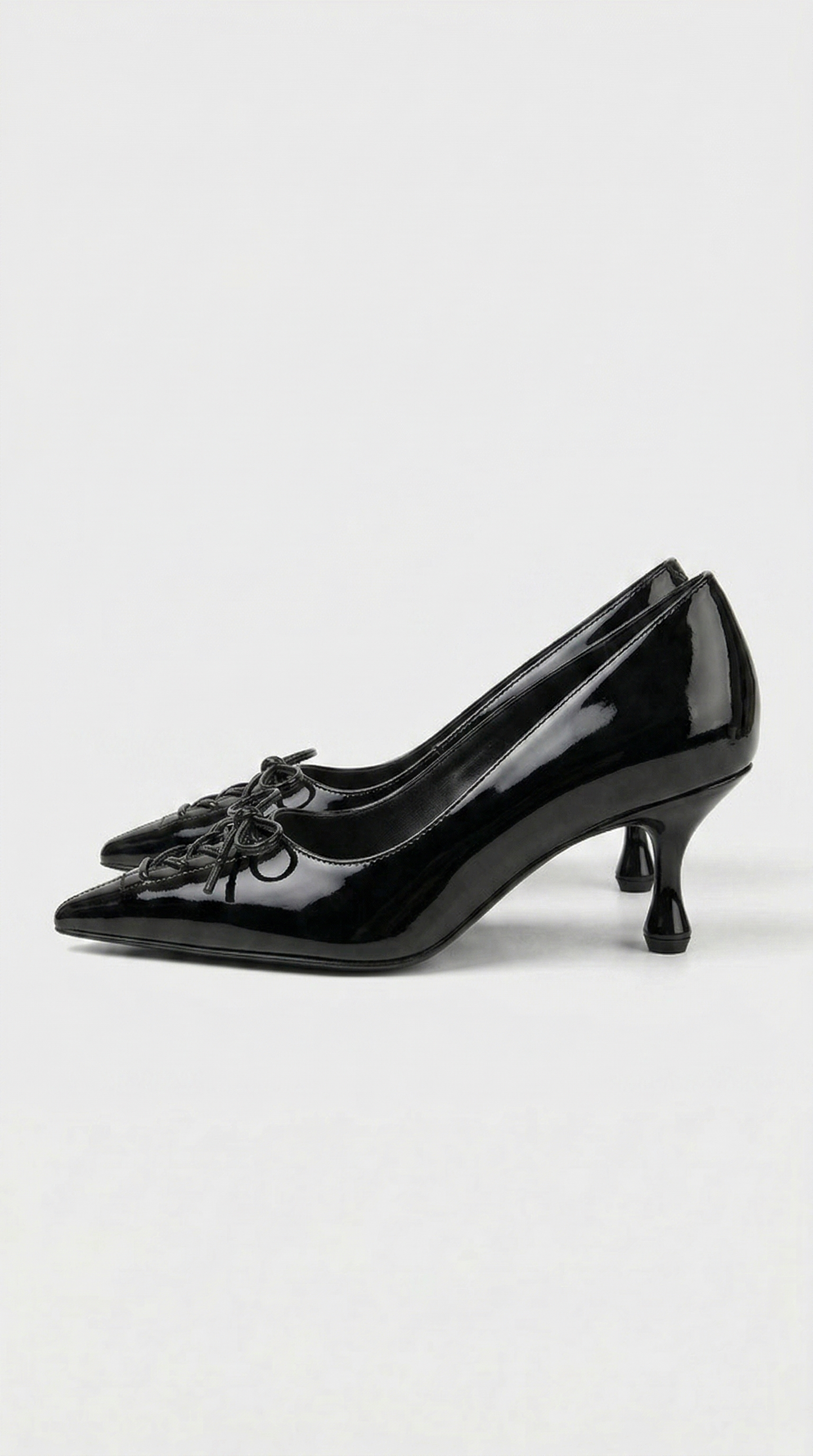 Namos - Lace-Up Pointed-Toe Kitten Heel Black
