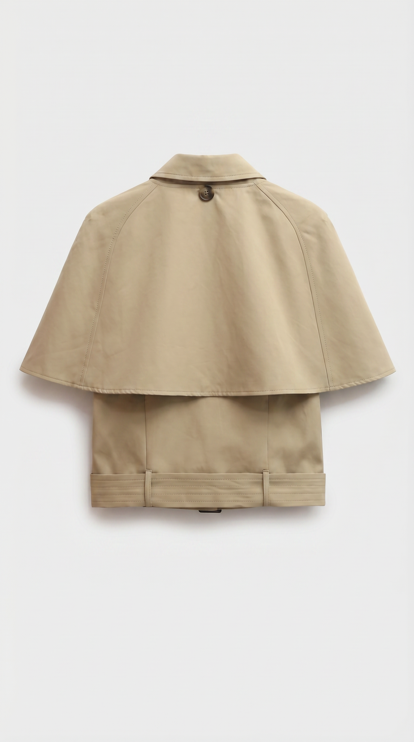 Arce - Cropped Trench Cape with Belted Waist