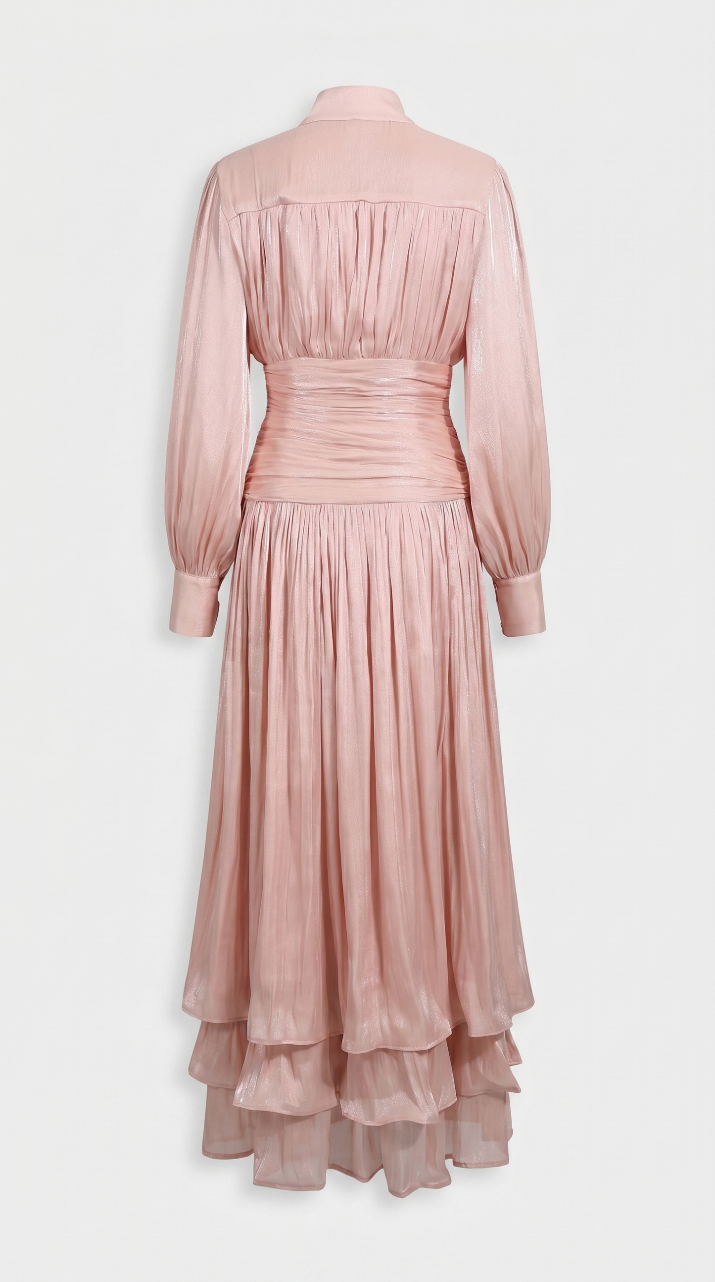 Sandra - Ruched High-Neck Plissé Maxi Gown