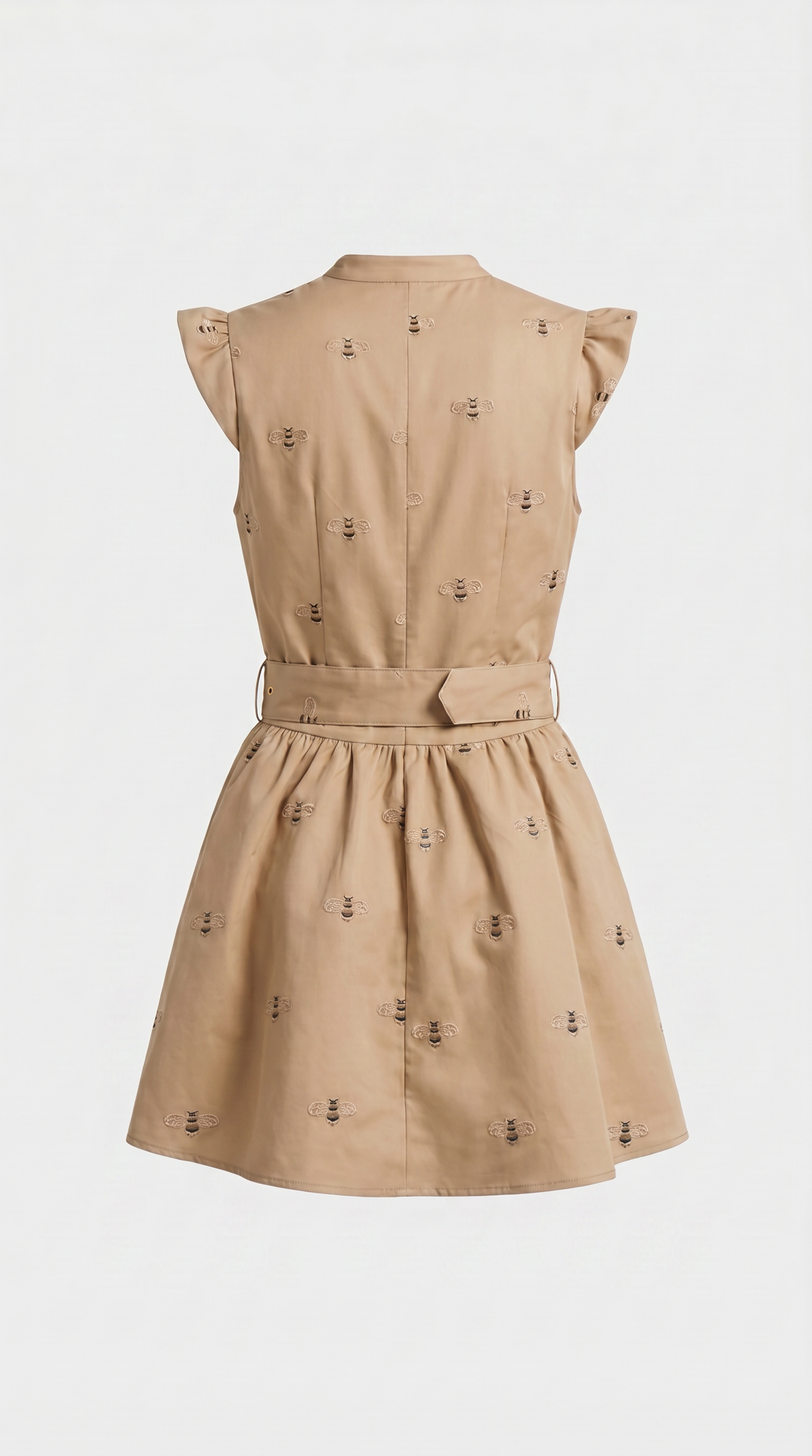 Ostra - Embroidered Bee Utility Mini Dress Khaki