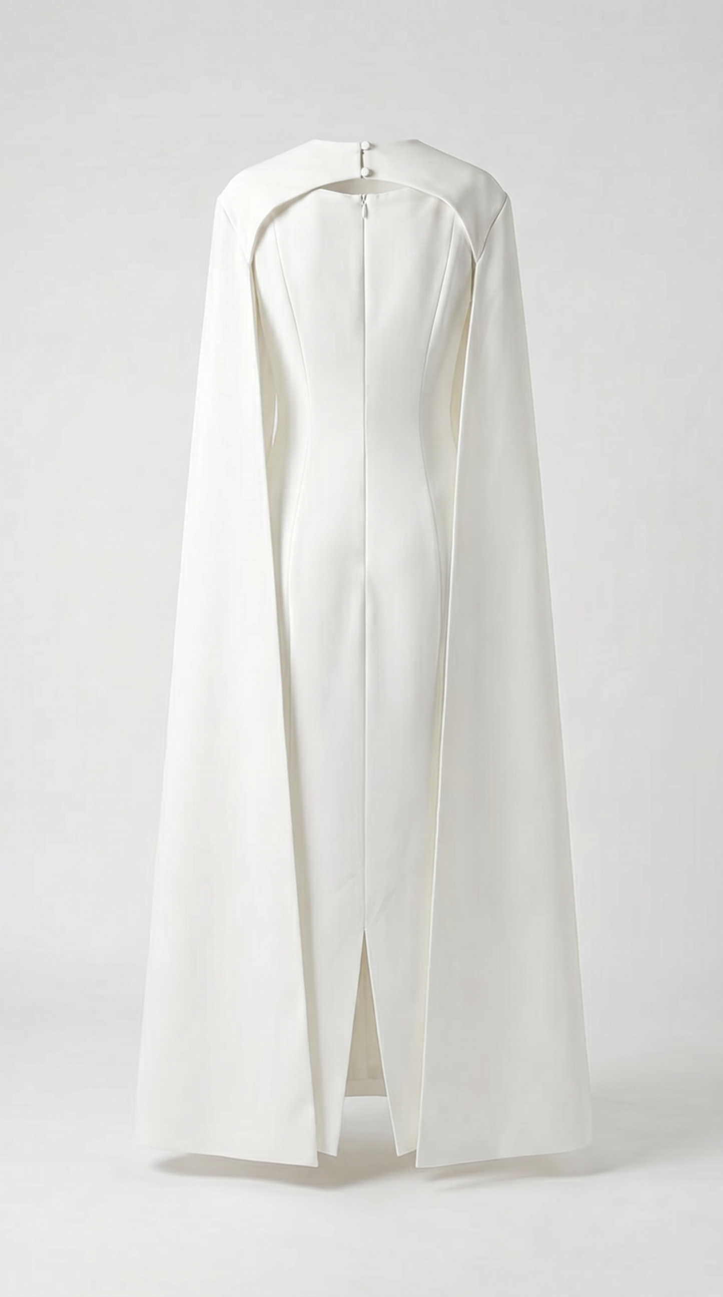 Ama - Minimalist Spliced Shawl Gown White