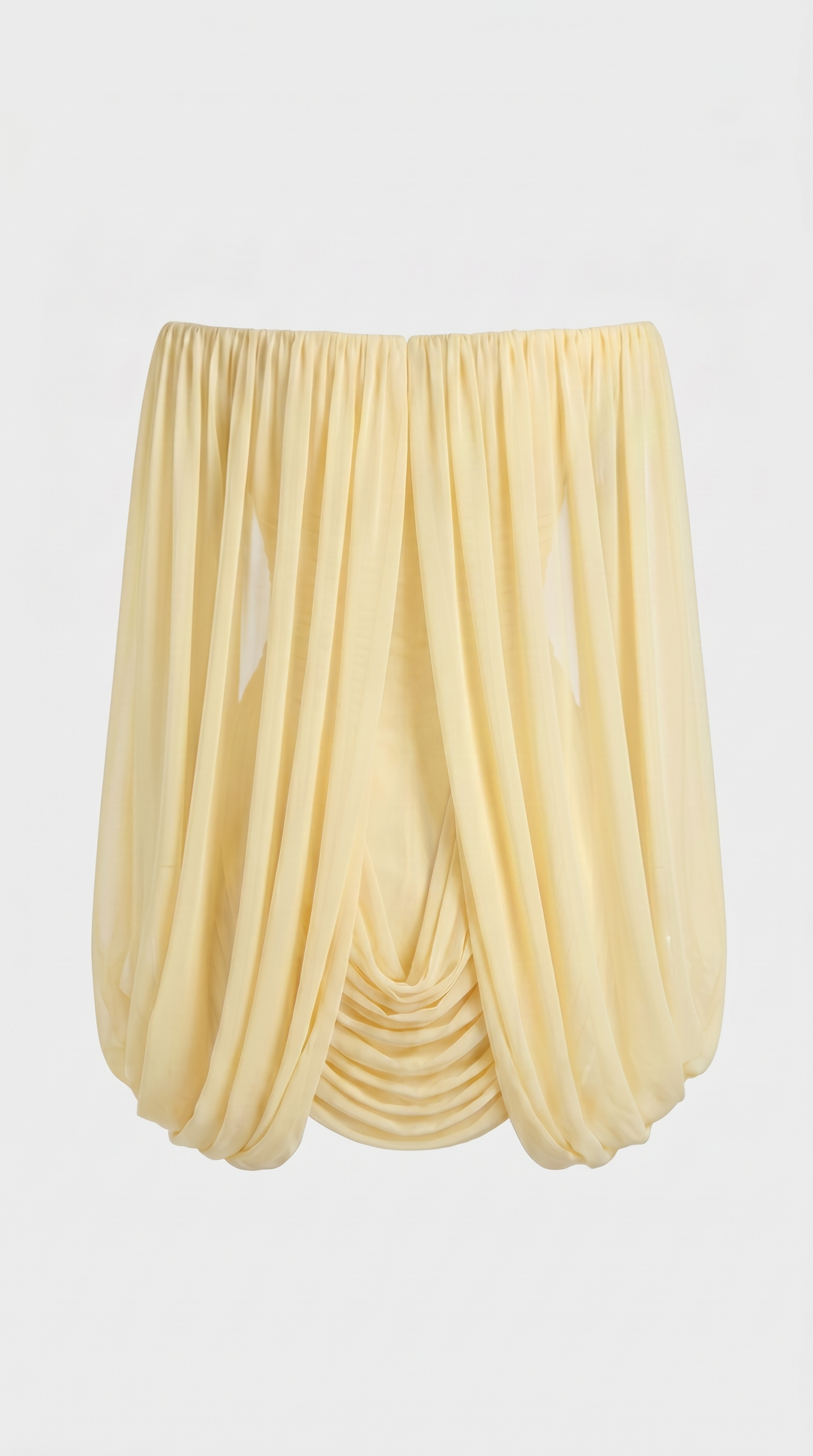 Nala - Off-the-Shoulder Draped Cape Mini Dress Yellow