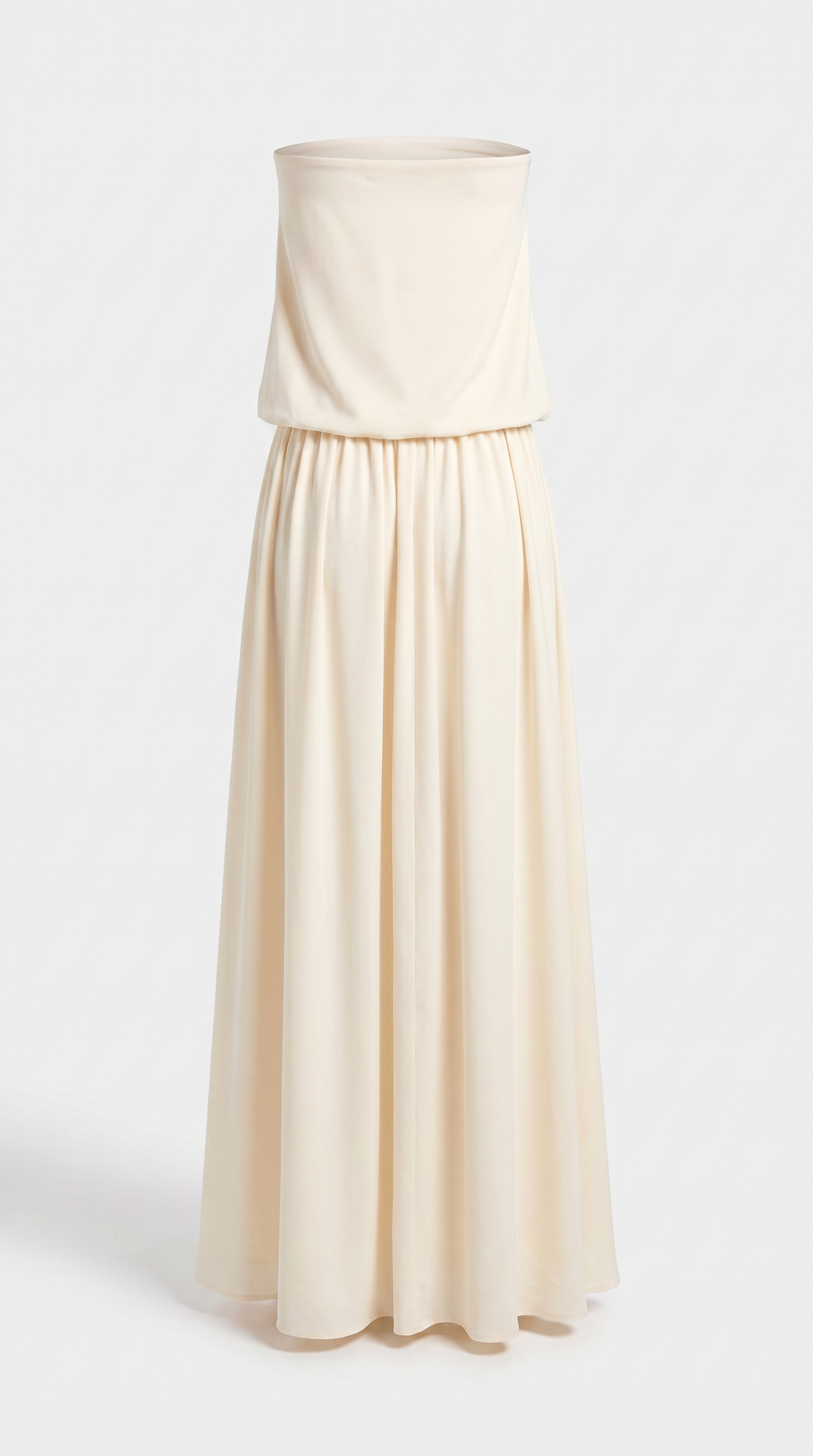 Mora - Strapless Draped Rosette Maxi Gown