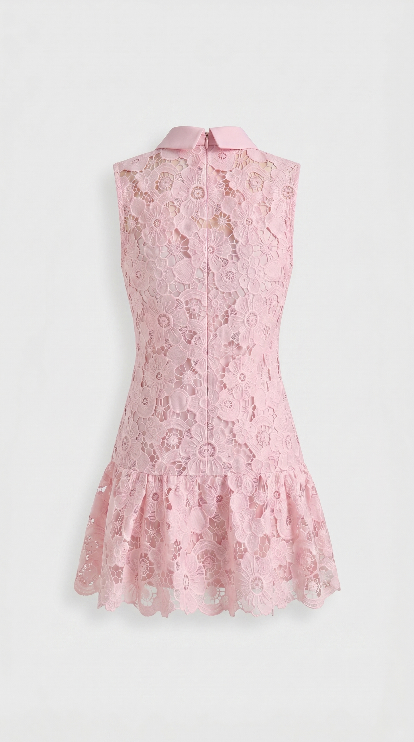 Mina - Collared Lace Drop-Waist Mini Dress