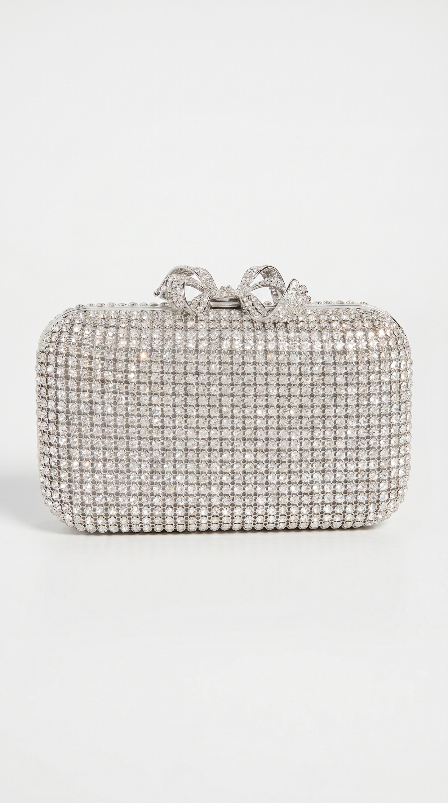 Thal - Crystal-Encrusted Bow Minaudière Clutch Sliver