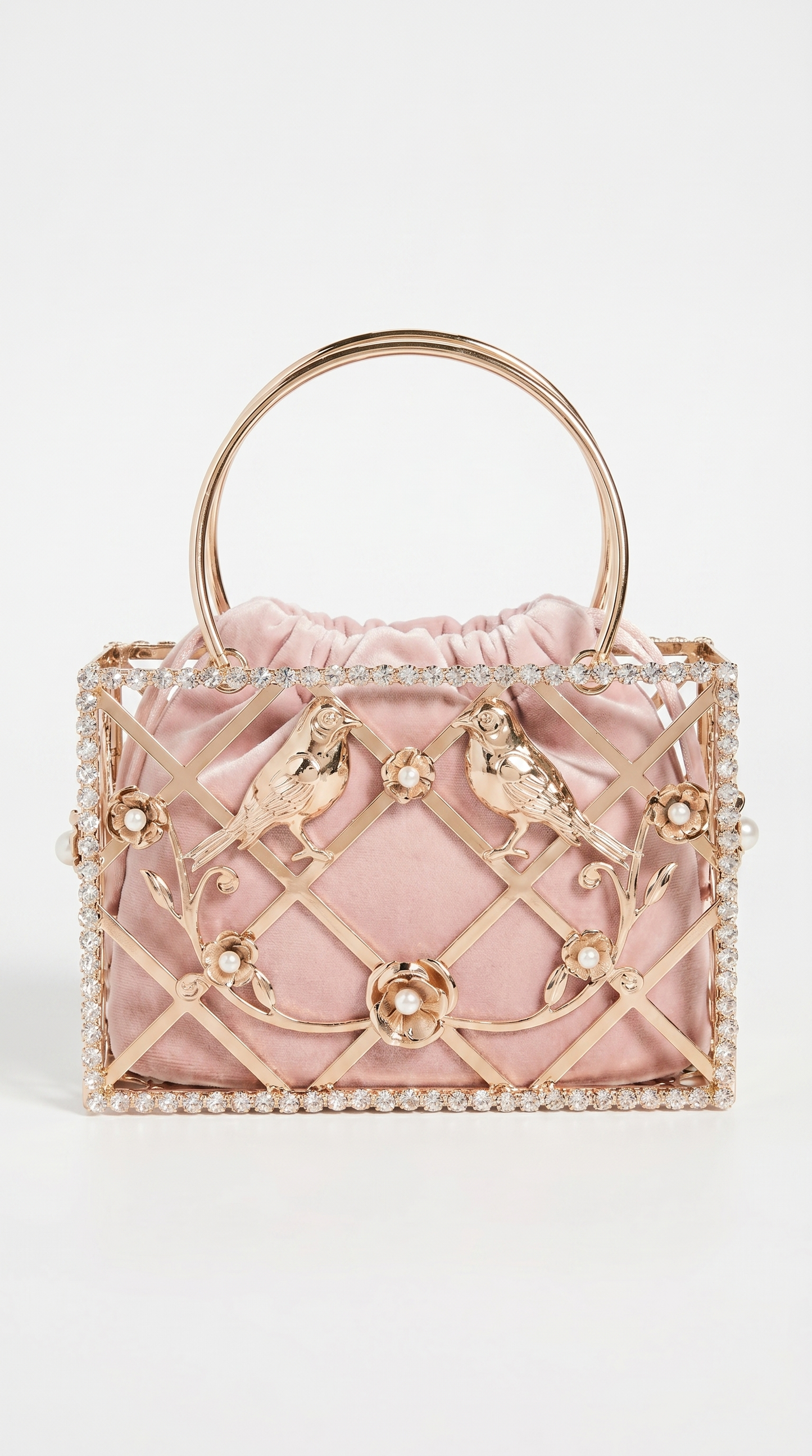 Faro - Crystal Cage Bird Handle Bag Pink