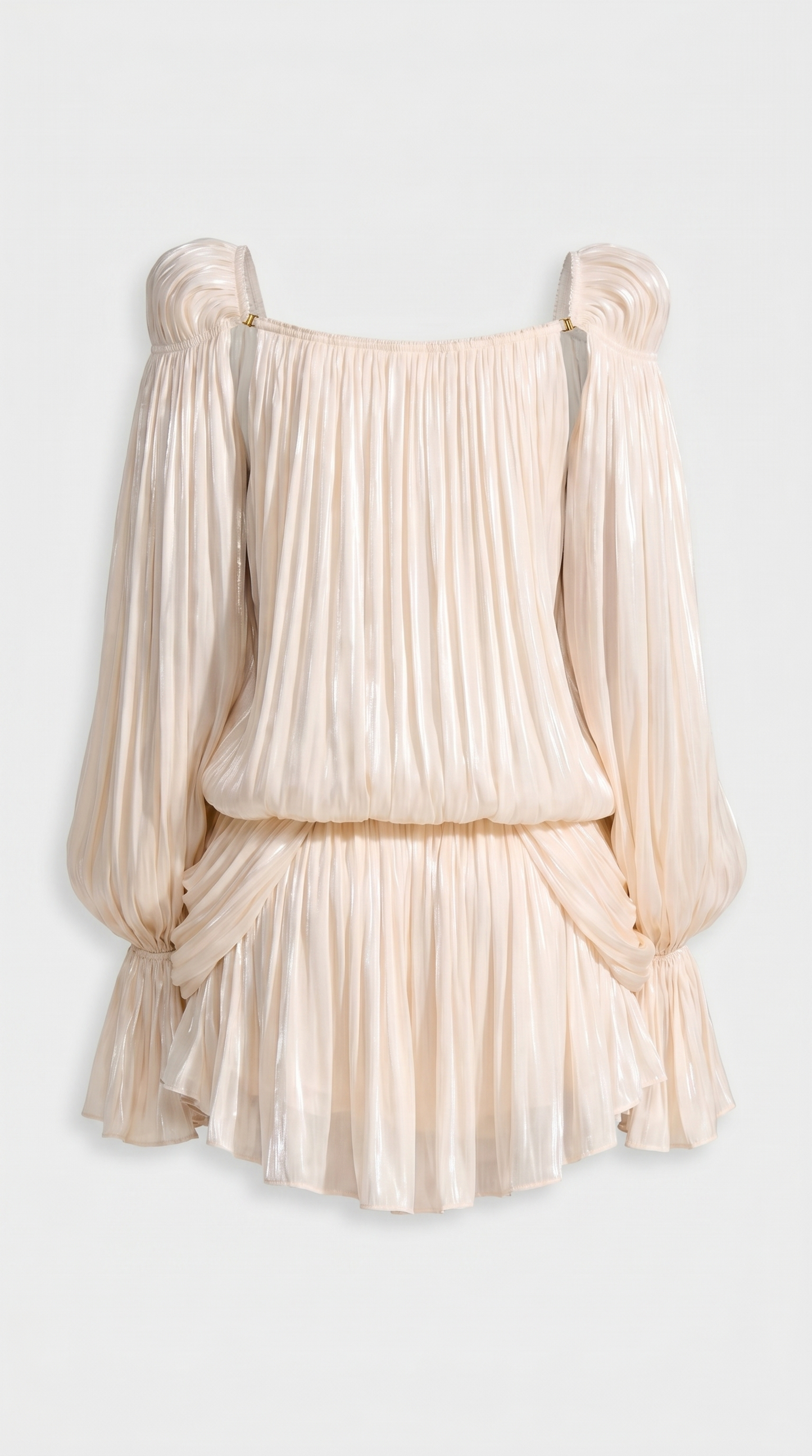 Zoni - Pleated Cold-Shoulder Mini Dress
