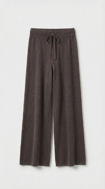 Vilo - 100% Wool Set with Thick Sweater and Wide Pants Brown