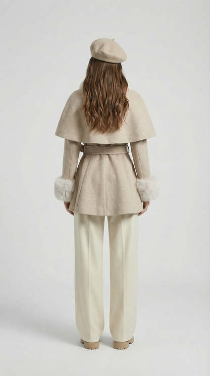 Lunor - European Classic Coat with Furry Collar and Sleeve