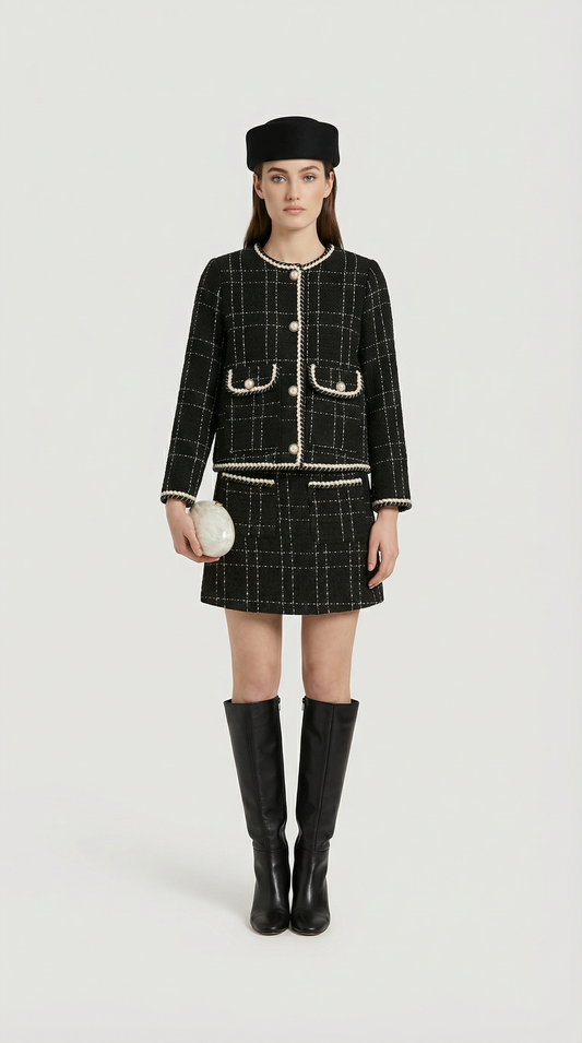 Skara - Tweed Suit Set with Jacket and Skirt