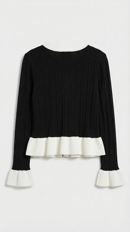 Casso - O-neck Cardigan with Elegant Flare Sleeve