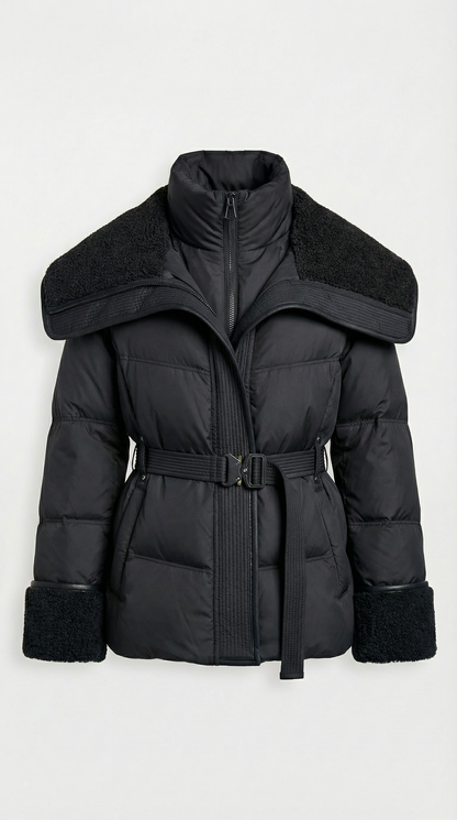 Kryos – Chic Down Jacket with Large Collar Black