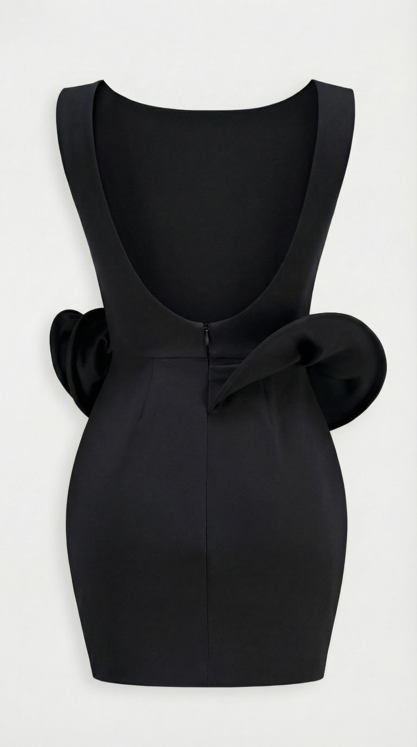 Lumina - Black Backless Dress with Magnifique Rose Accent