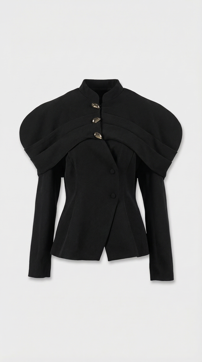Obsidian - Gold Buttons Elegant Blazer Jacket