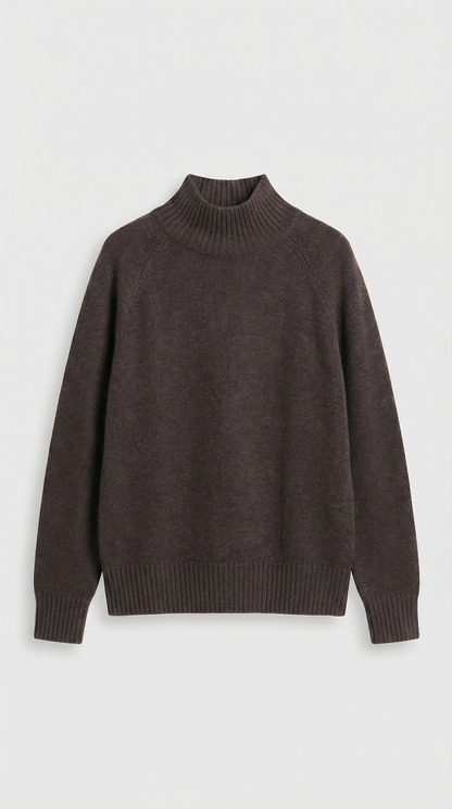 Vilo - 100% Wool Set with Thick Sweater and Wide Pants Brown