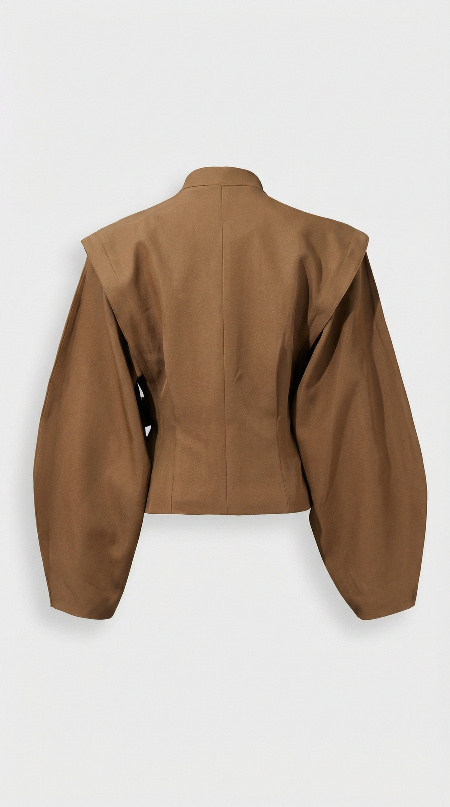 Maravel - Sculpted Wrap Jacket with Stand Collar and Asymmetric Wrap Brown