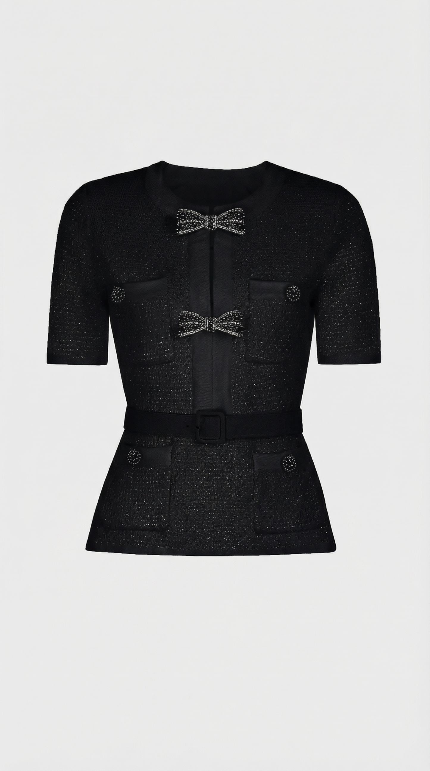 Caldera - Slimming Knitted Top with Bow Accents and Skirt Set