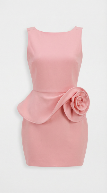 Lumina - Pink Backless Dress with Magnifique Rose Accent