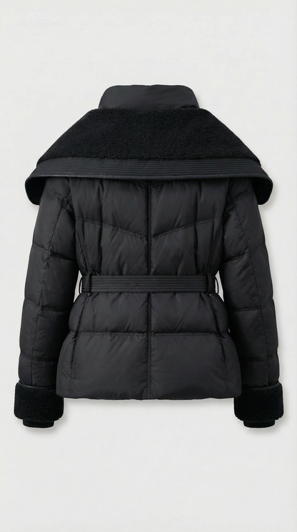 Kryos – Chic Down Jacket with Large Collar Black