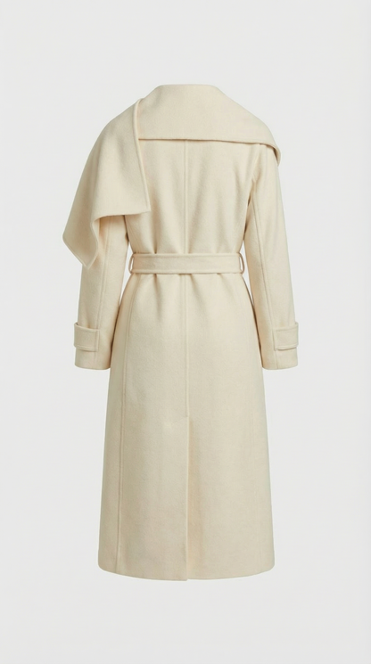 Aurelia - Natural Double Sided Wool Jacket with Soft Scarf Ivory