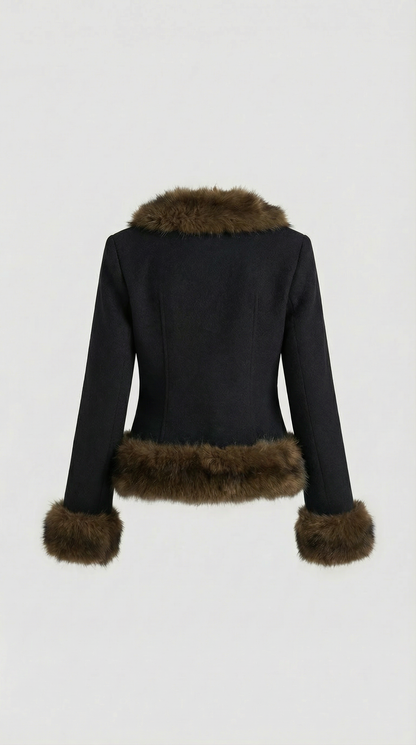 Noctis - Vegan Fur Collar Short Coat